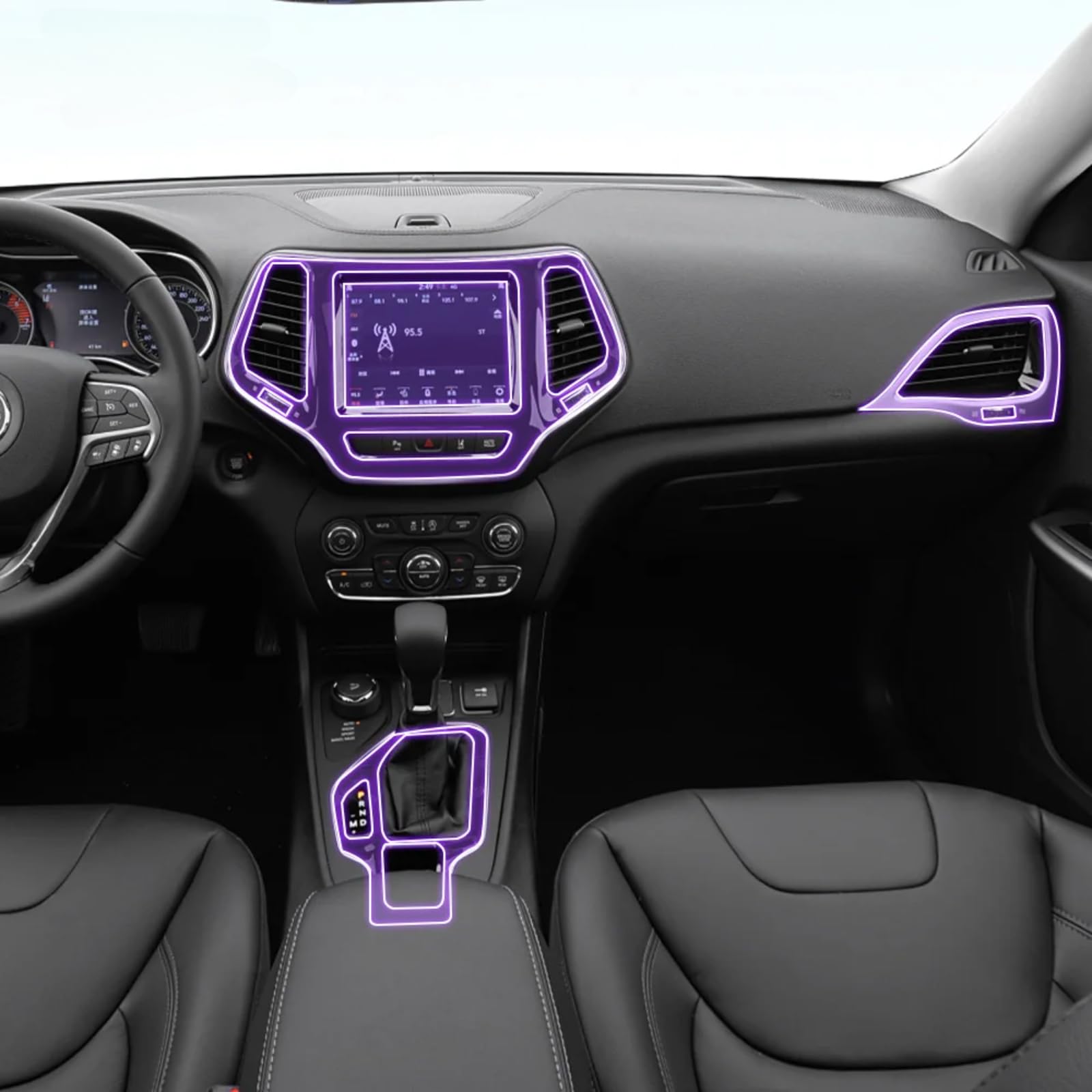 Meuoada Auto-Innen-Mittelkonsole, transparent, TPU, PPF, kratzfest, Reparaturfolie, Zubehör, für Jeep Cherokee 2019–2022 (Stil A) von Meuoada