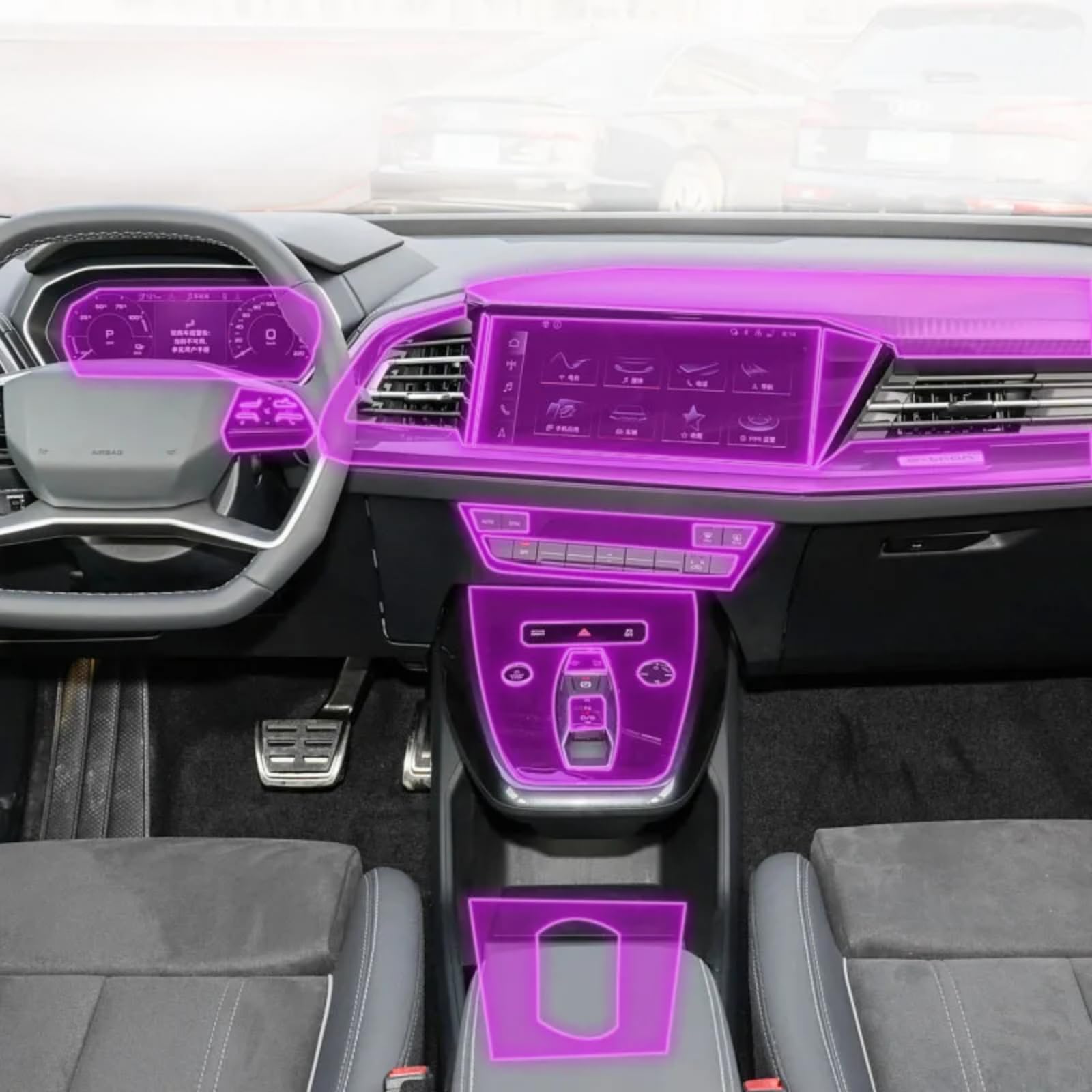 Meuoada Auto-Innenfolie, Armaturenbrett, Klavierbrett, Schalthebel, Mittelkonsole, kratzfest, transparent, TPU, PPF, Zubehör, für Audi Q4 e-tron 2022–2023 (GPS-Navigation) von Meuoada