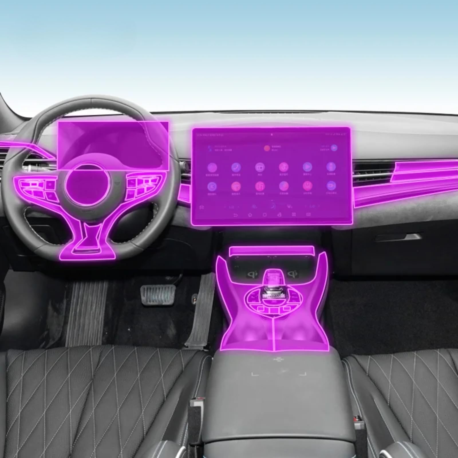 Meuoada Auto-Innenfolie, Armaturenbrett, Klavierbrett, Schalthebel, Mittelkonsole, kratzfest, transparent, TPU, PPF, Zubehör, für BYD Seal 2022–2023 (GPS-Navigation) von Meuoada