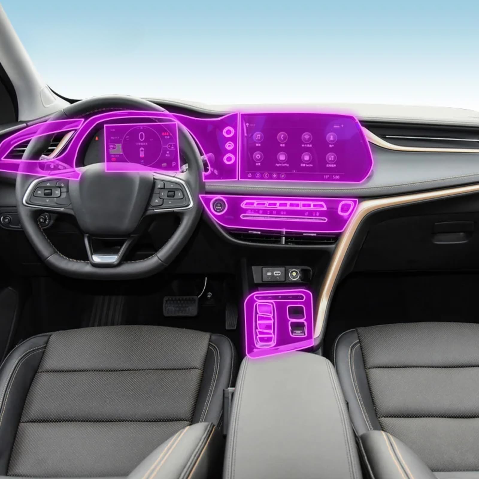 Meuoada Auto-Innenfolie, Armaturenbrett, Klavierbrett, Schalthebel, Mittelkonsole, kratzfest, transparent, TPU, PPF, Zubehör, für Buick VELTE 7 2022–2023 (Stil A für Linkslenker) von Meuoada