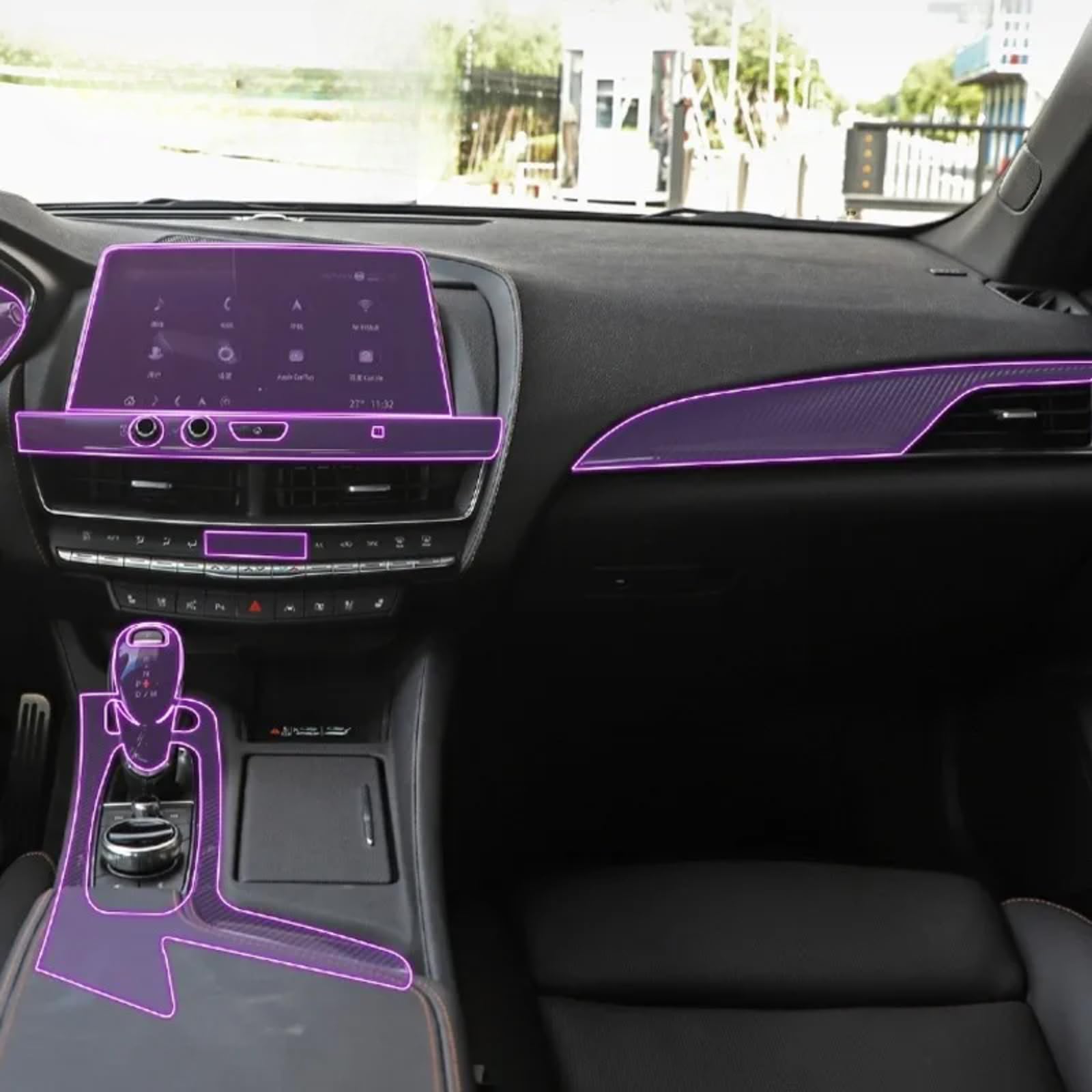 Meuoada Auto-Innenfolie, Armaturenbrett, Klavierbrett, Schalthebel, Mittelkonsole, kratzfest, transparent, TPU, PPF, Zubehör, für Cadillac CT5 2019–2023 (GPS-Navigation) von Meuoada