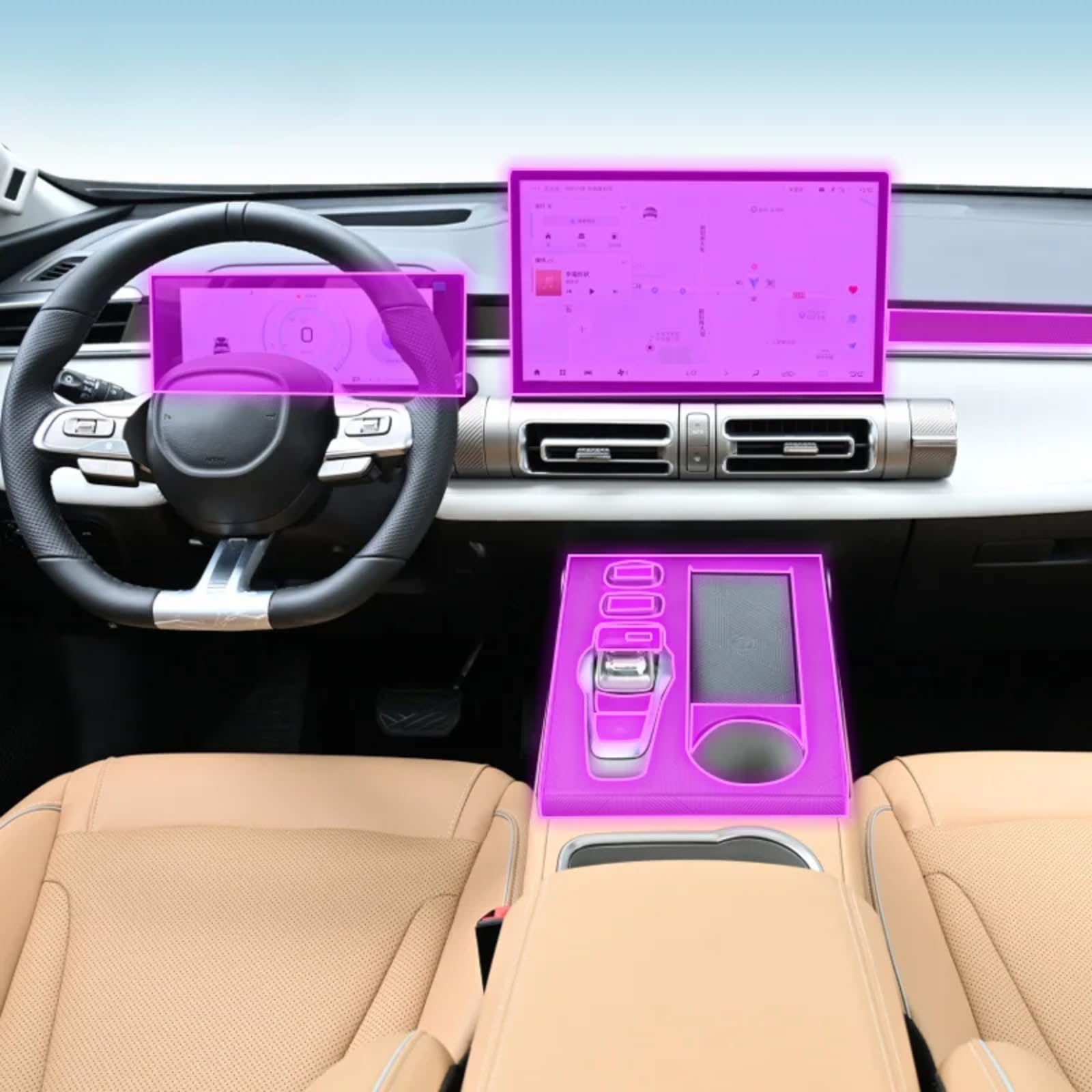 Meuoada Auto-Innenfolie, Armaturenbrett, Klavierbrett, Schalthebel, Mittelkonsole, kratzfest, transparent, TPU, PPF, Zubehör, für GACMOTOR Trumpchi EMKOO 2023–2024 (GPS-Navigation) von Meuoada