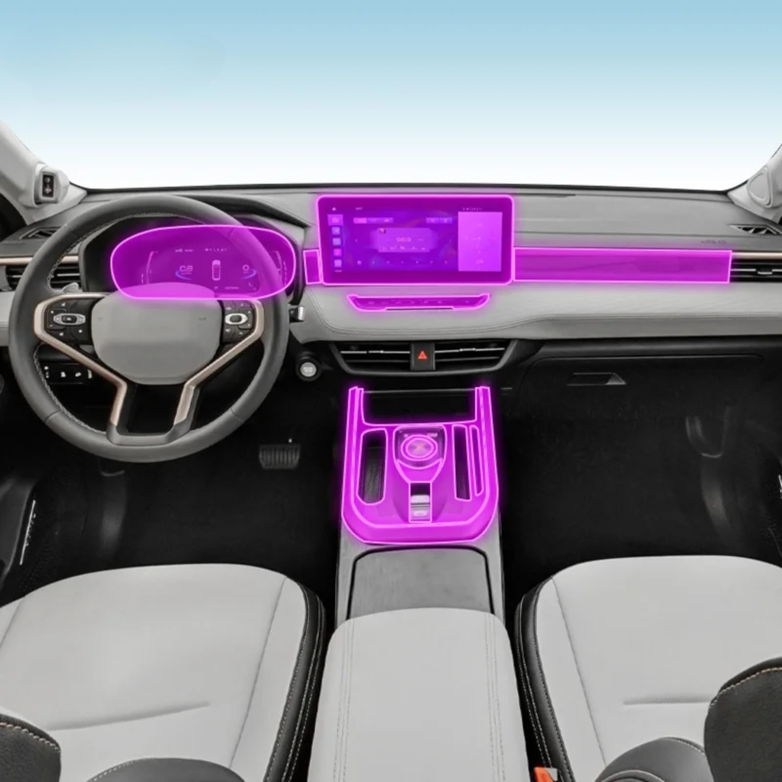 Meuoada Auto-Innenfolie, Armaturenbrett, Klavierbrett, Schalthebel, Mittelkonsole, kratzfest, transparent, TPU, PPF, Zubehör, für Haval Jolion 2022–2024 (GPS-Navigation) von Meuoada