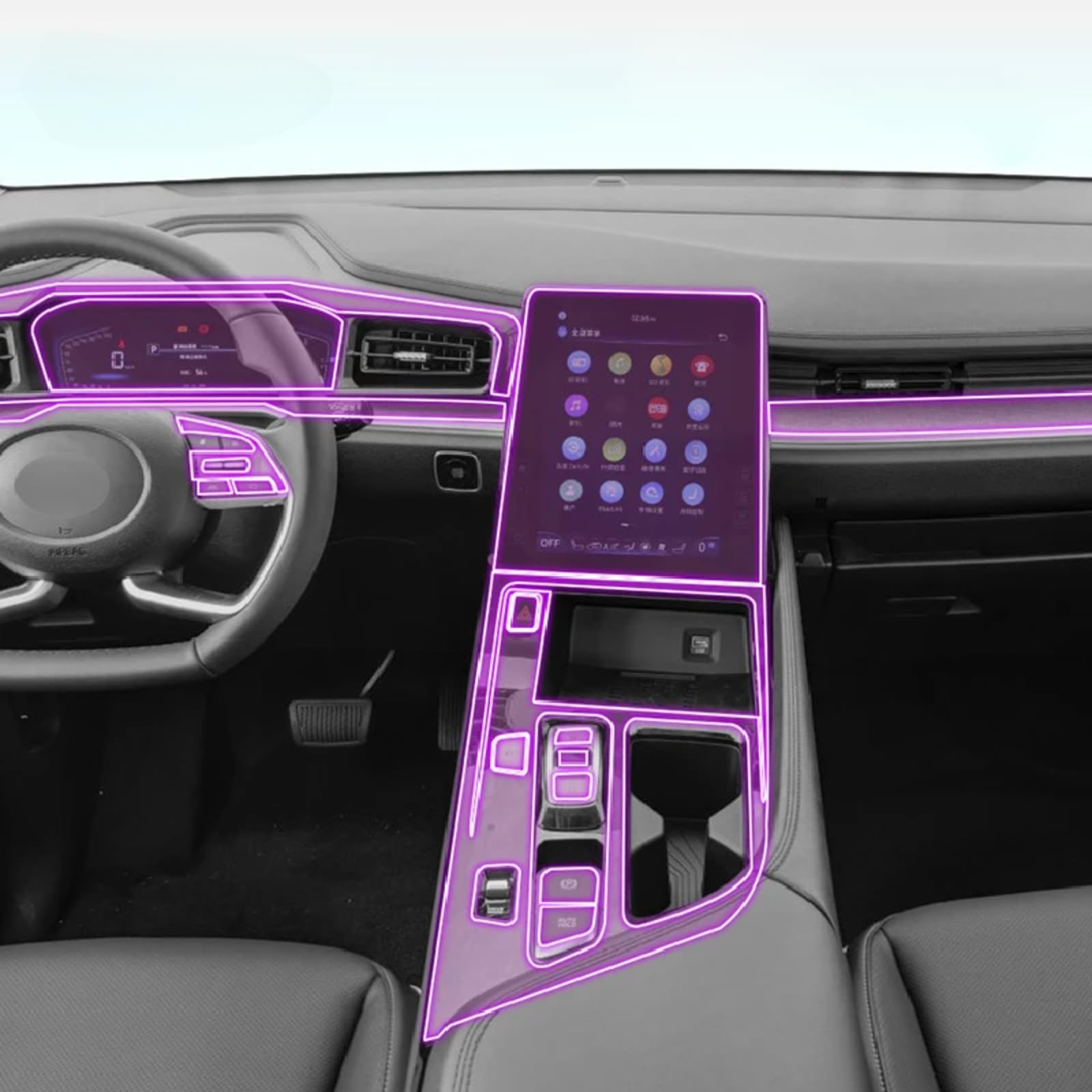 Meuoada Auto-Innenfolie, Armaturenbrett, Klavierbrett, Schalthebel, Mittelkonsole, kratzfest, transparent, TPU, PPF, Zubehör, für Hyundai Custo 2021–2023 (GPS-Navigation) von Meuoada