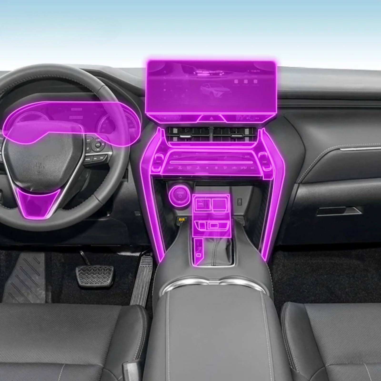 Meuoada Auto-Innenfolie, Armaturenbrett, Klavierbrett, Schalthebel, Mittelkonsole, kratzfest, transparent, TPU, PPF, Zubehör, für Toyota Harrier 2020–2023 (GPS-Navigation) von Meuoada