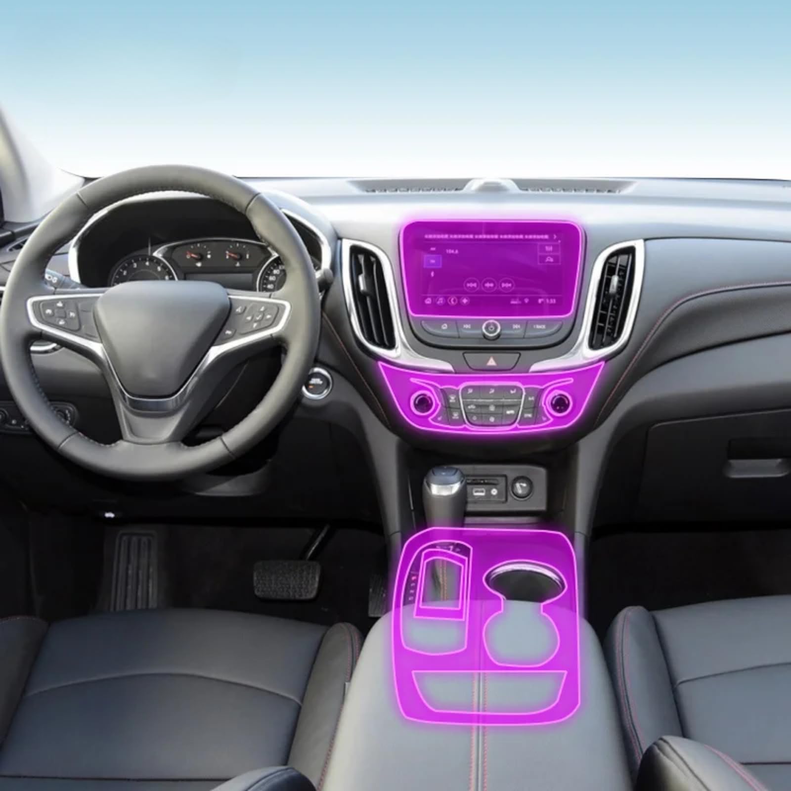 Meuoada Auto Innenfolie Armaturenbrett Klaviertafel Shift Mittelkonsole Anti-Kratzer Transparent TPU PPF Zubehör für Chevrolet Equinox 2017-2021 (GPS-Navigation) von Meuoada