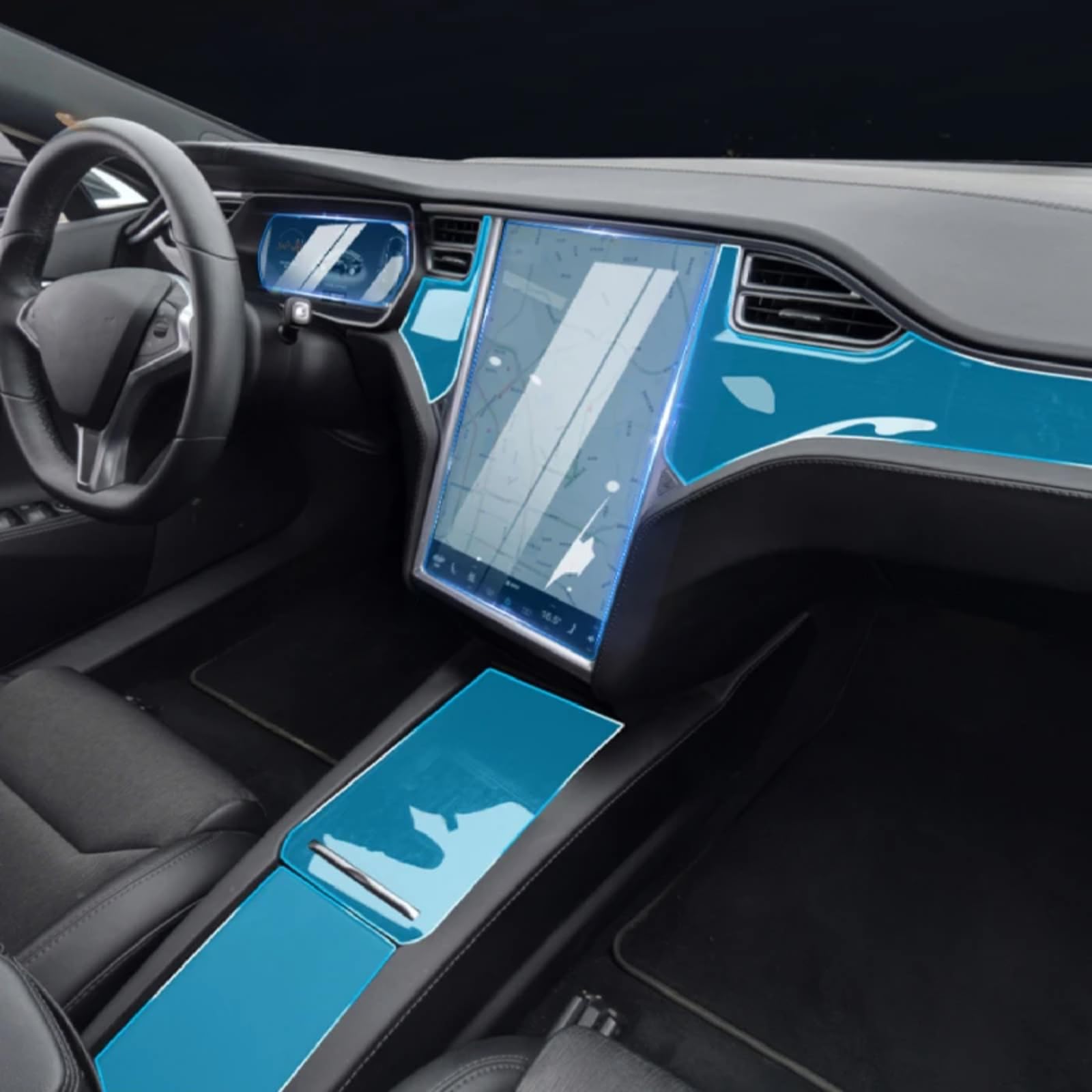 Meuoada Auto Innenraum Details Aufkleber Bildschirm Kratzschutz TPU Folie, für Tesla X S 2020-2023 Armaturenbrett Abdeckung (C Style für LHD) von Meuoada