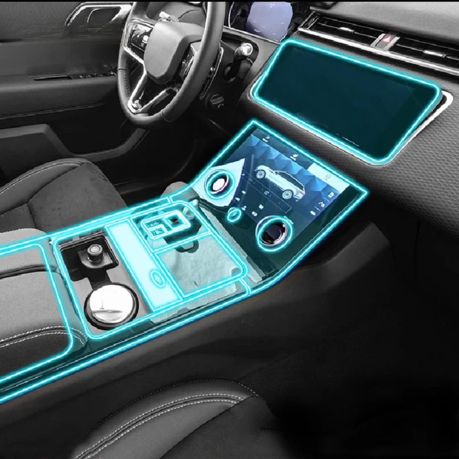 Meuoada Auto Innenraum Mittelkonsole Transparent TPU PPF Schutzfolie Anti-Kratzer Reparatur Folie Zubehör für Land Range Rover Velar 2021-2023 (GPS Navigation) von Meuoada