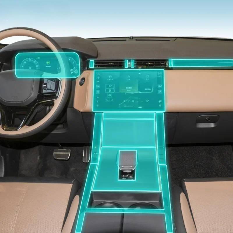 Meuoada Auto Innenraum Mittelkonsole Transparent TPU PPF Schutzfolie Anti-Kratzer Reparatur Folie Zubehör für Land Range Rover Velar 2023-24 (Stil für Rechtslenker) von Meuoada