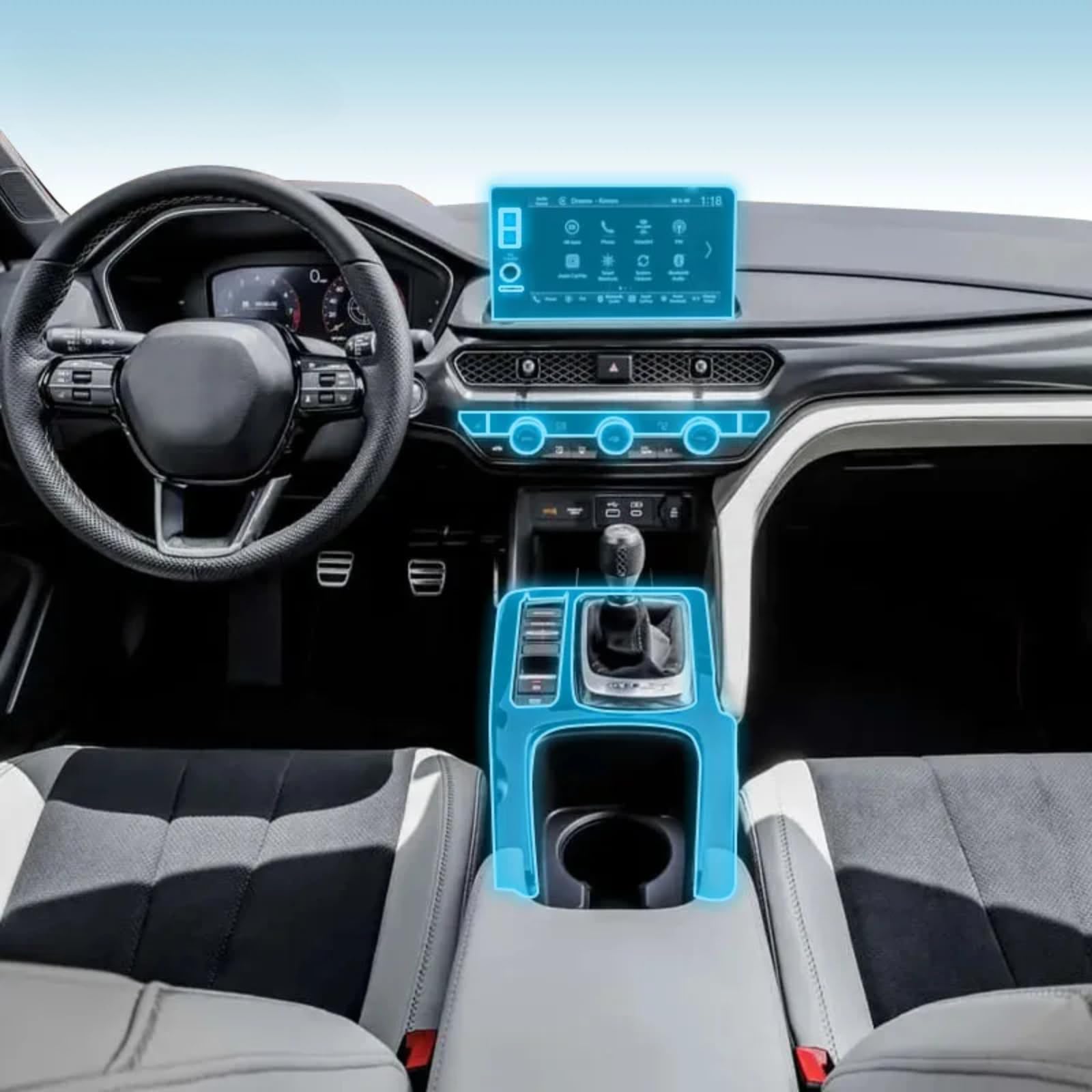 Meuoada Auto Interieur Mittelkonsole Transparent TPU PPF Schutzfolie Anti-Kratzer Reparaturfolie Zubehör für Acura Integra 2023-2025 (Stil B) von Meuoada