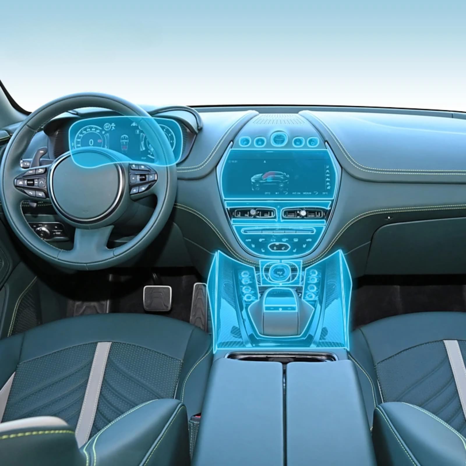 Meuoada Auto Interieur Mittelkonsole Transparent TPU PPF Schutzfolie Anti-Kratzer Reparaturfolie Zubehör für Aston Martin DBX 2022-2025 (Stil A) von Meuoada