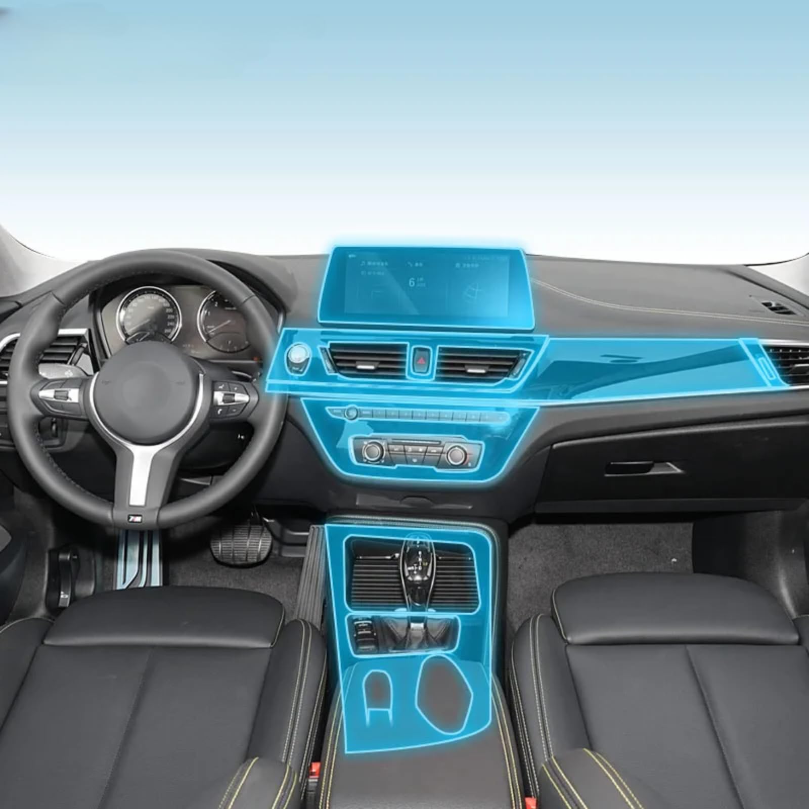 Meuoada Auto Interieur Mittelkonsole Transparent TPU PPF Schutzfolie Anti-Kratzer Reparaturfolie Zubehör für BMW Serie 1 2021-2024 (Stil für Linkslenker) von Meuoada