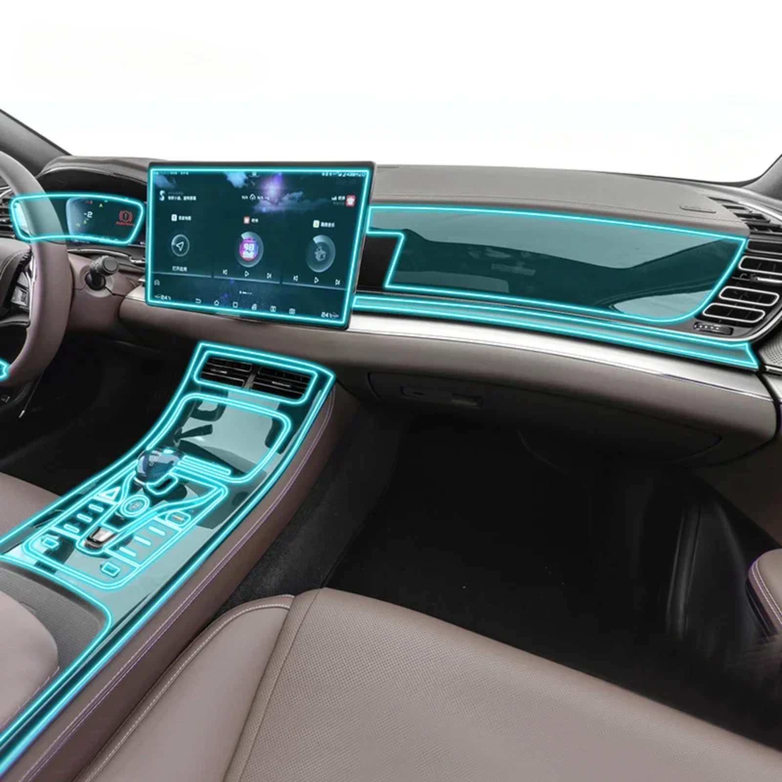 Meuoada Auto Interieur Mittelkonsole Transparent TPU PPF Schutzfolie Anti-Kratzer Reparaturfolie Zubehör für BYD HAN 2020-2023 (Stil D für Linkslenker) von Meuoada