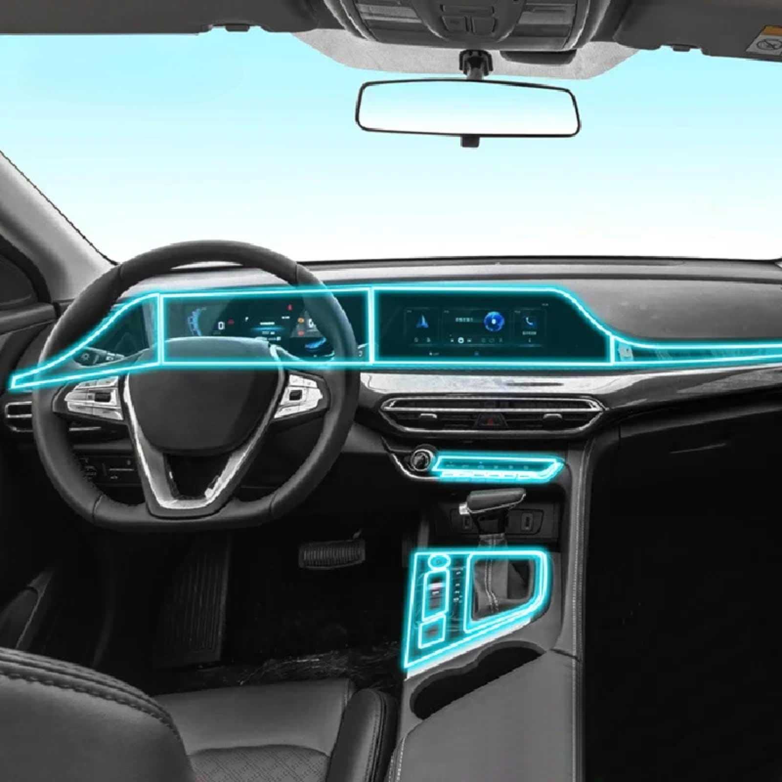 Meuoada Auto Interieur Mittelkonsole Transparent TPU PPF Schutzfolie Anti-Kratzer Reparaturfolie Zubehör für Changan Eado Plus 2020-2023 (Stil B für Linkslenker) von Meuoada