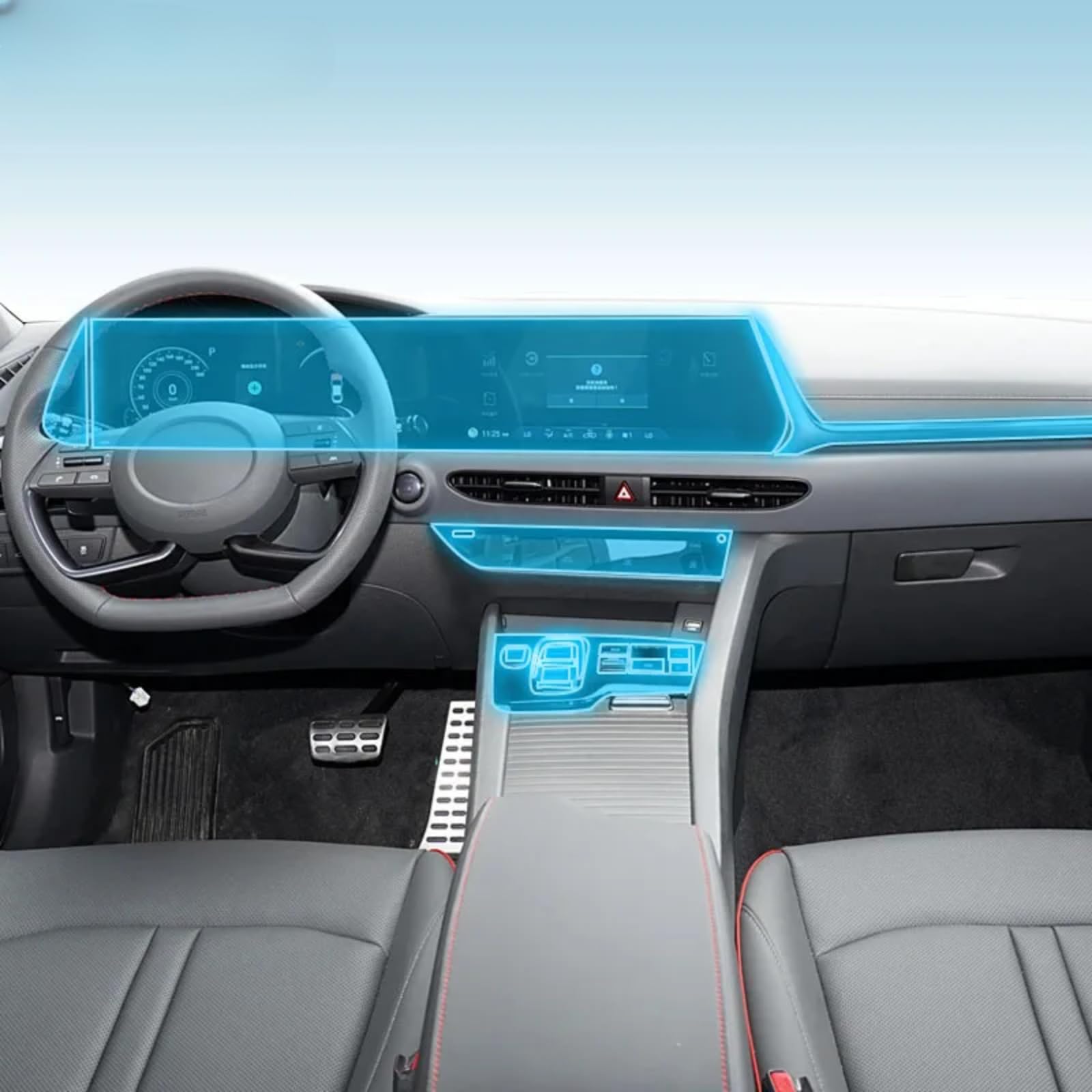 Meuoada Auto Interieur Mittelkonsole Transparent TPU PPF Schutzfolie Anti-Kratzer Reparaturfolie Zubehör für Hyundai Sonata 2020-2023 (Stil A) von Meuoada