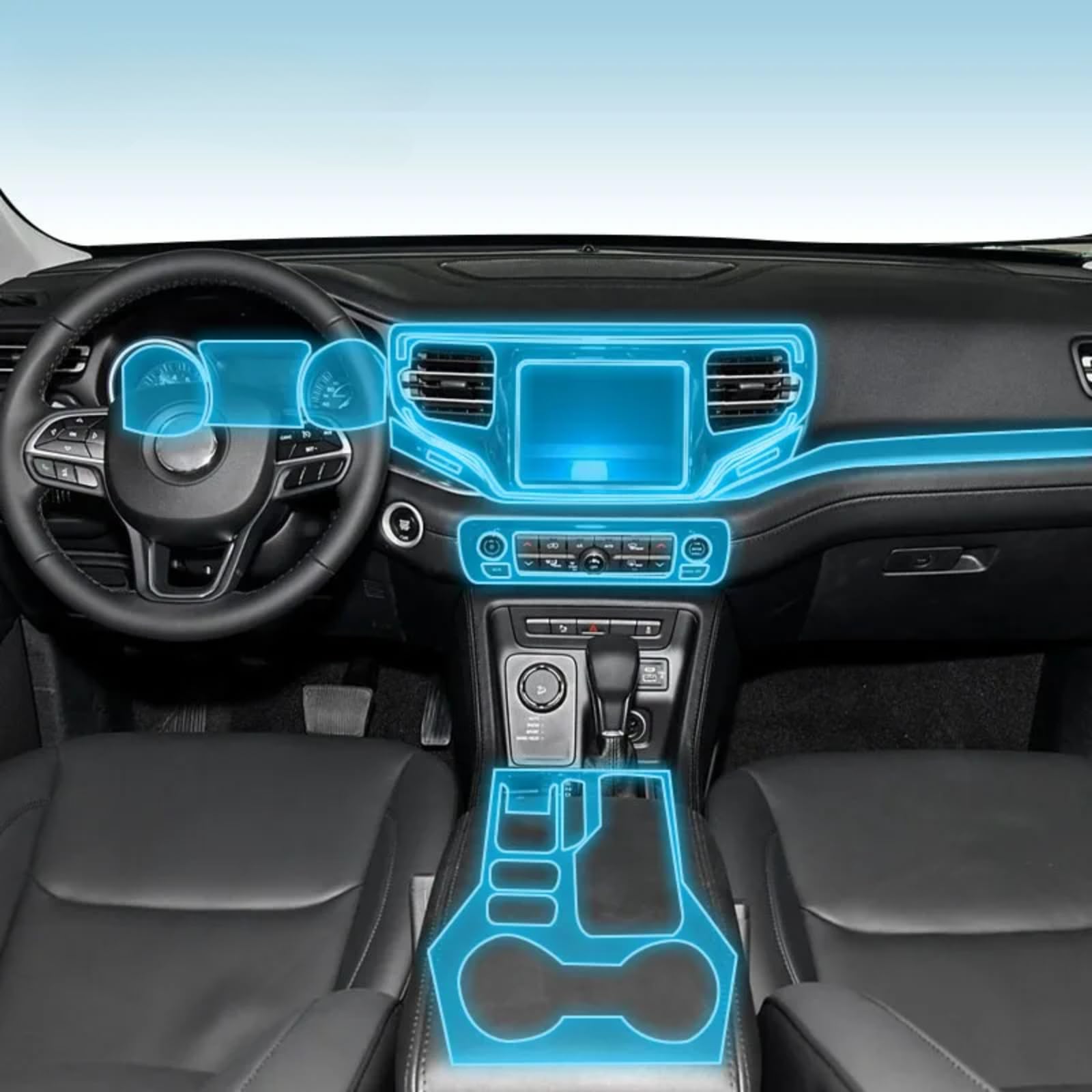 Meuoada Auto Interieur Mittelkonsole Transparent TPU PPF Schutzfolie Anti-Kratzer Reparaturfolie Zubehör für Jeep Commander 2022-2025 (Stil für Linkslenker) von Meuoada