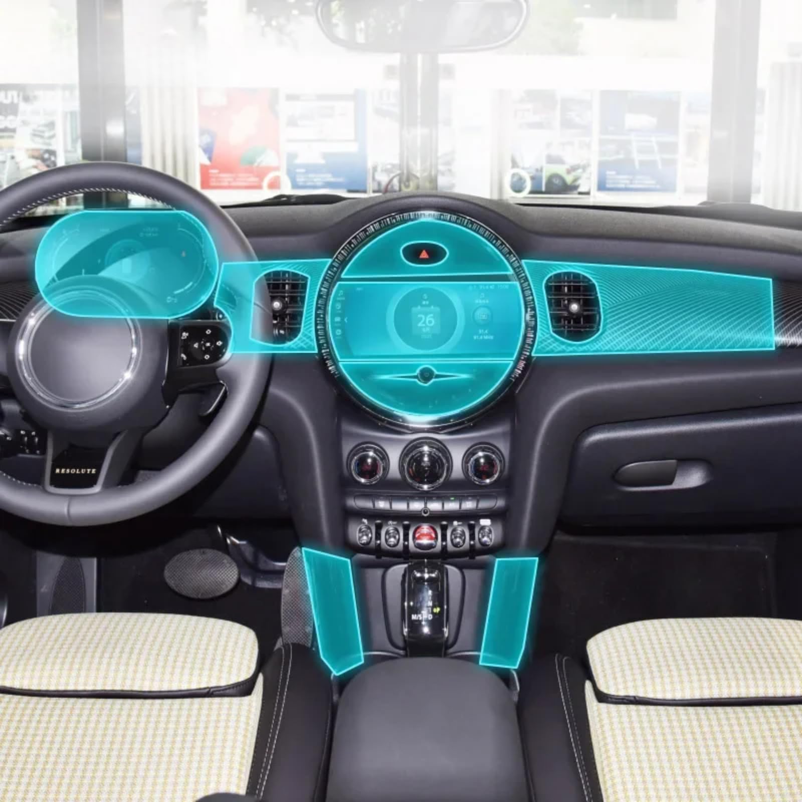 Meuoada Auto Interieur Mittelkonsole Transparent TPU PPF Schutzfolie Anti-Kratzer Reparaturfolie Zubehör für Mini Cooper 2021-2023 (Stil A für Linkslenker) von Meuoada