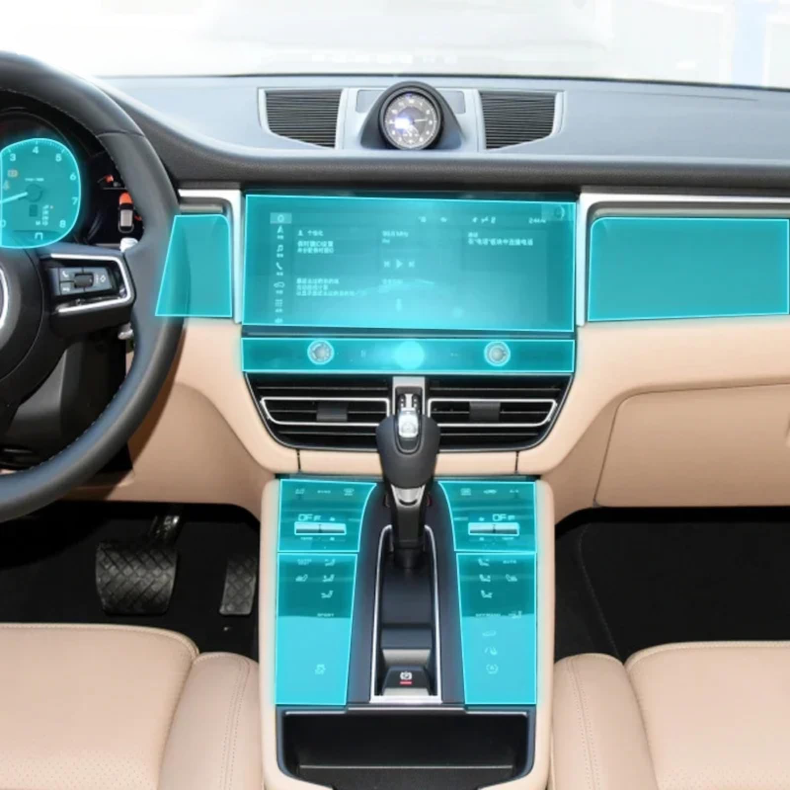 Meuoada Auto Interieur Mittelkonsole Transparent TPU PPF Schutzfolie Anti-Kratzer Reparaturfolie Zubehör für Porsche Macan 2022-2023 (Stil B für Linkslenker) von Meuoada