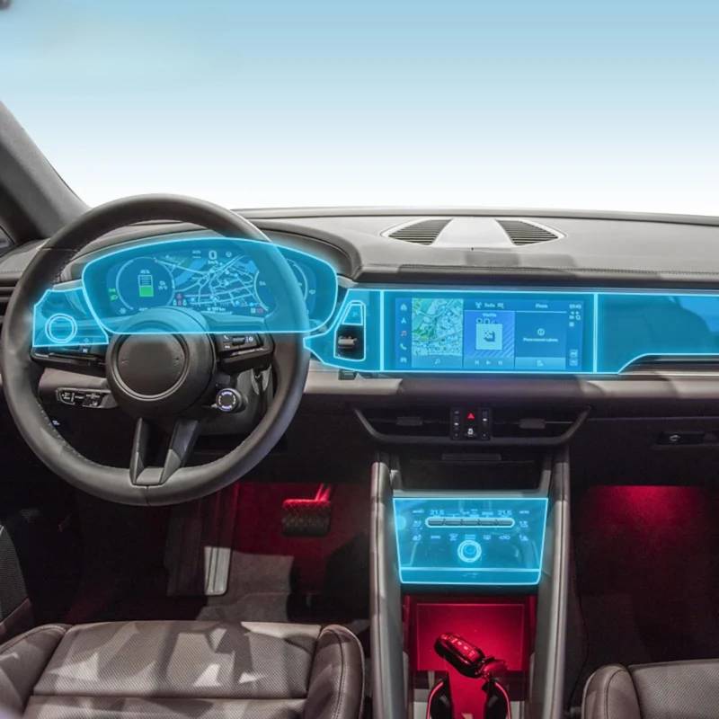 Meuoada Auto Interieur Mittelkonsole Transparent TPU PPF Schutzfolie Anti-Kratzer Reparaturfolie Zubehör für Porsche Macan 2024-2025 (Stil C) von Meuoada