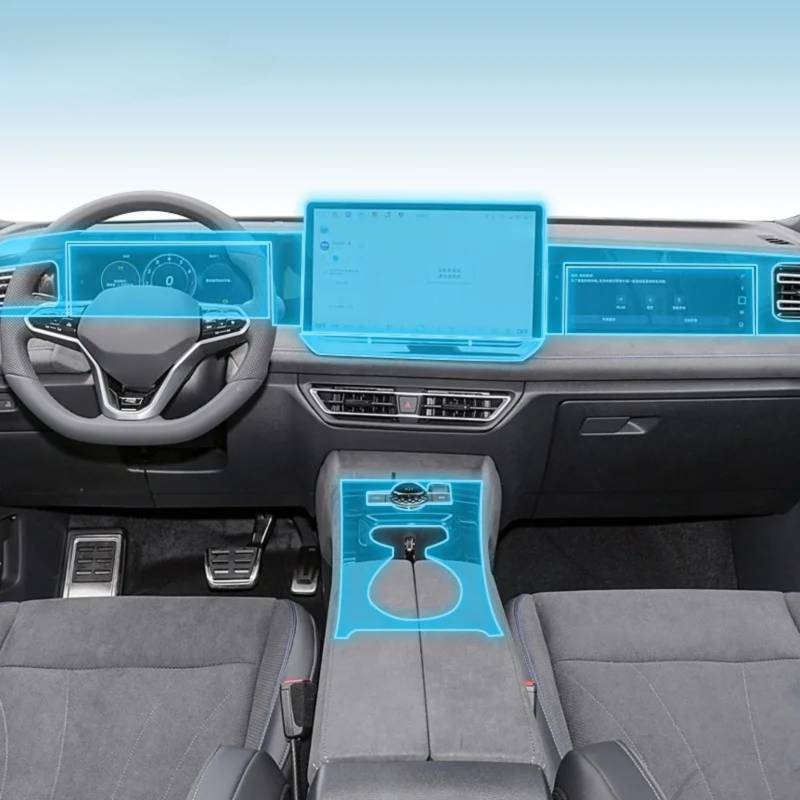 Meuoada Auto Interieur Mittelkonsole Transparent TPU PPF Schutzfolie Anti-Kratzer Reparaturfolie Zubehör für Volkswagen Tiguan Pro 2023-2025 (Stil D) von Meuoada