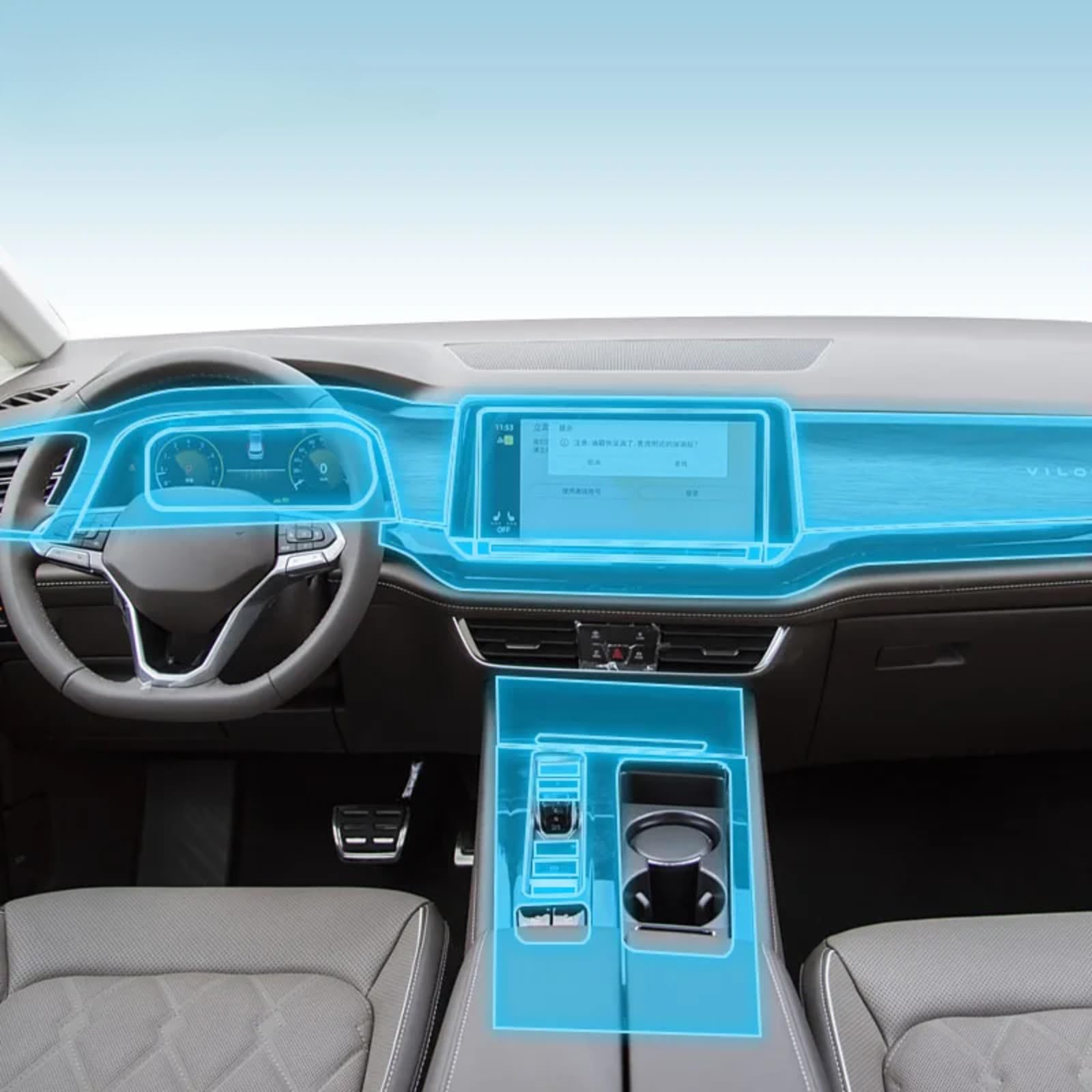 Meuoada Auto Interieur Mittelkonsole Transparent TPU PPF Schutzfolie Anti-Kratzer Reparaturfolie Zubehör für Volkswagen Viloran 2023-2025 (Stil I) von Meuoada