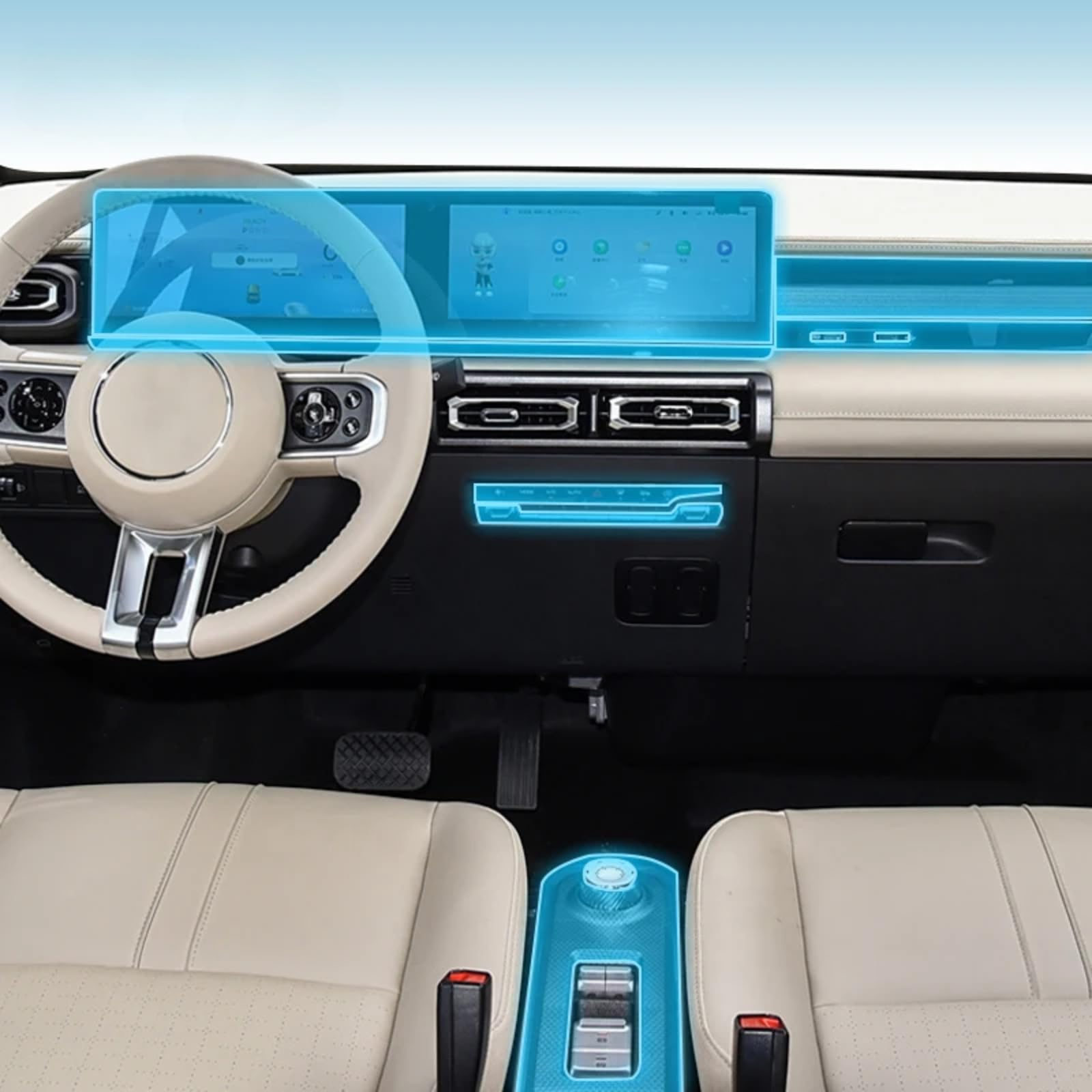 Meuoada Auto Interieur Mittelkonsole Transparent TPU PPF Schutzfolie Anti-Kratzer Reparaturfolie Zubehör für WuLing Yep 2023-2025 (Stil A) von Meuoada