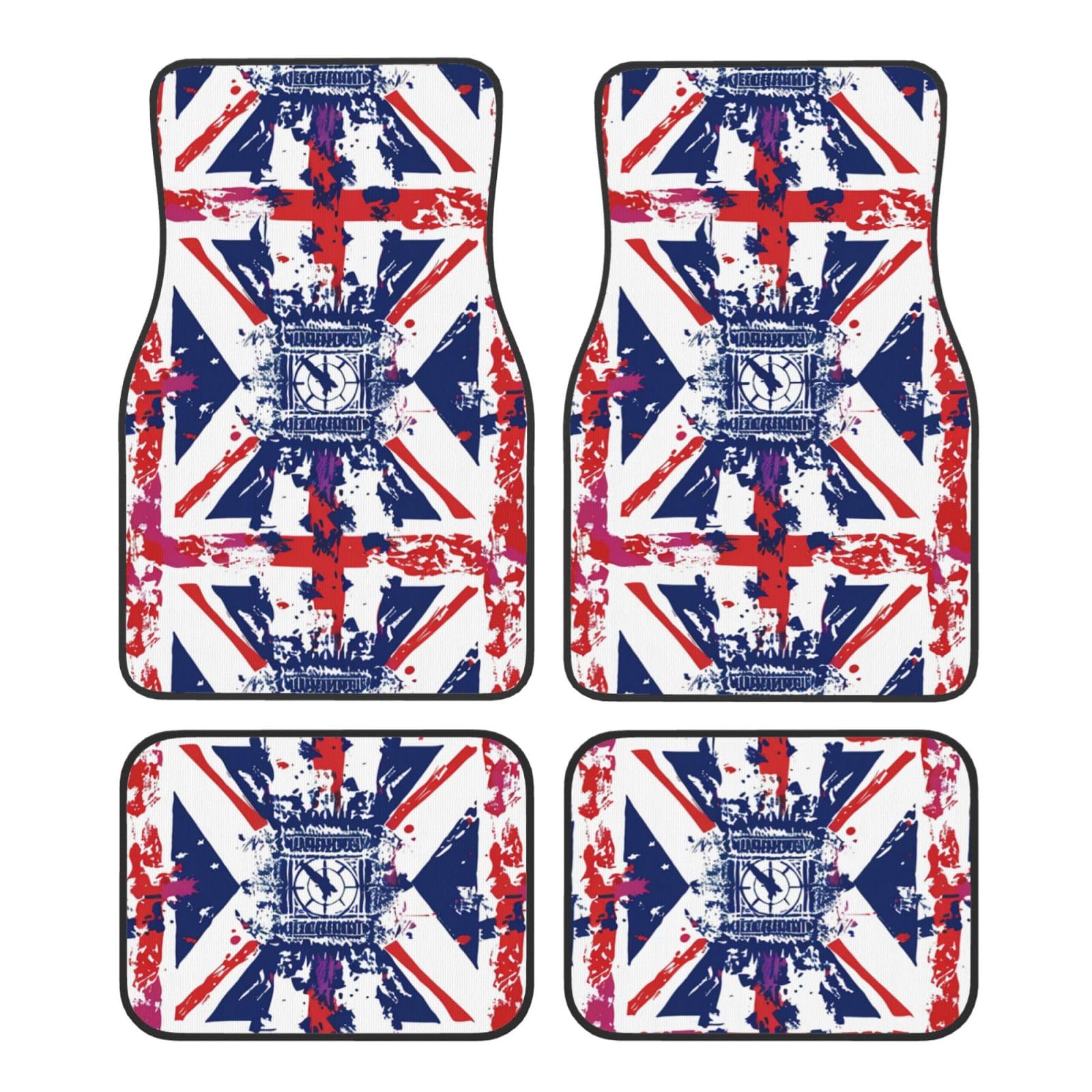 Automatten Universal Britische Flagge Auto Matte Rutschfest Auto Teppich LKW SUV Auto Zubehör Auto Fußmatten 4-teiliges Set von Mexpekil