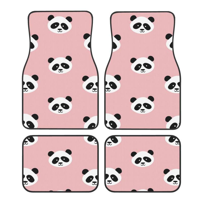 Automatten Universal Cartoon Panda Kopf Auto Matte Rutschfest Auto Teppich LKW Suv Auto Zubehör Auto Fußmatten 4 Stück Set von Mexpekil