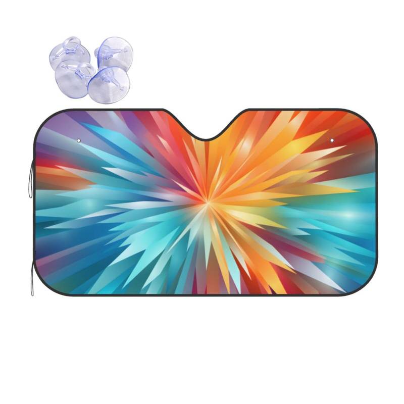 Mexpekil Abstrakter Splash Regenbogen Auto Windschutzscheibe Sonnenschutz 140x76cm Sonnenblende für Autos Hitzeschutz Auto Frontscheibe Sonnenschutz Faltbarer Sonnenschutz für SUV Van LKW von Mexpekil