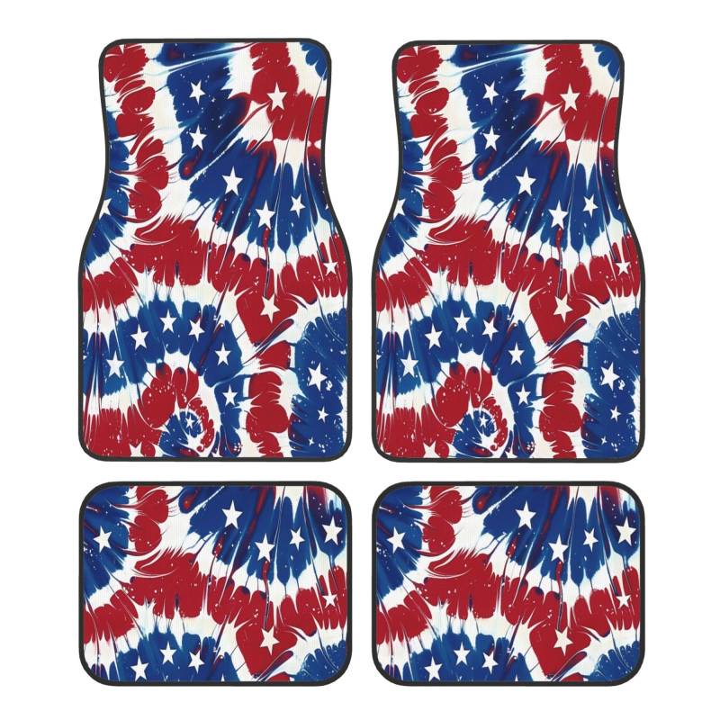 Mexpekil American 4th of Juuly Blue Red Tie Dye Car Mats Set of 4 All Weather Universal Car Floor Mats Non Slip Waterproof Automotive Carpet Foot Mats for SUV Van Truck von Mexpekil