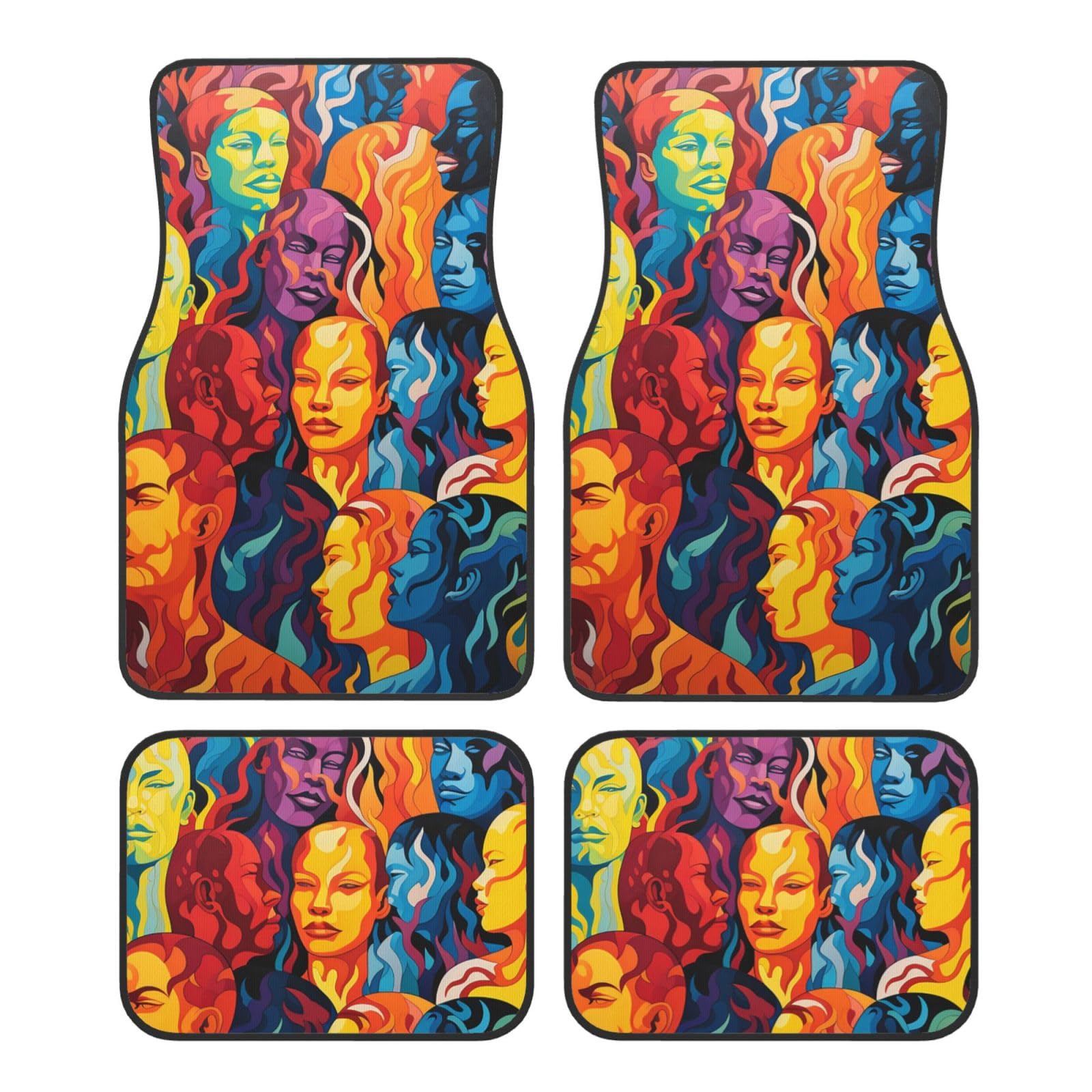 Mexpekil Art Colorful Human Car Mats Set of 4 Universal Car Floor Mats Non-Slip Car Foot Mats Decorative Car Carpet Protectors for SUV Van Truck von Mexpekil