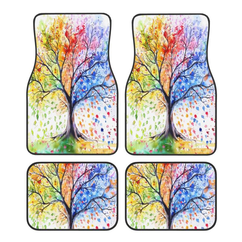 Mexpekil Art Spring Summer Fall Winter Tree Car Mats Set of 4 All Weather Universal Car Floor Mats Non Slip Waterproof Automotive Carpet Foot Mats for SUV Van Truck von Mexpekil