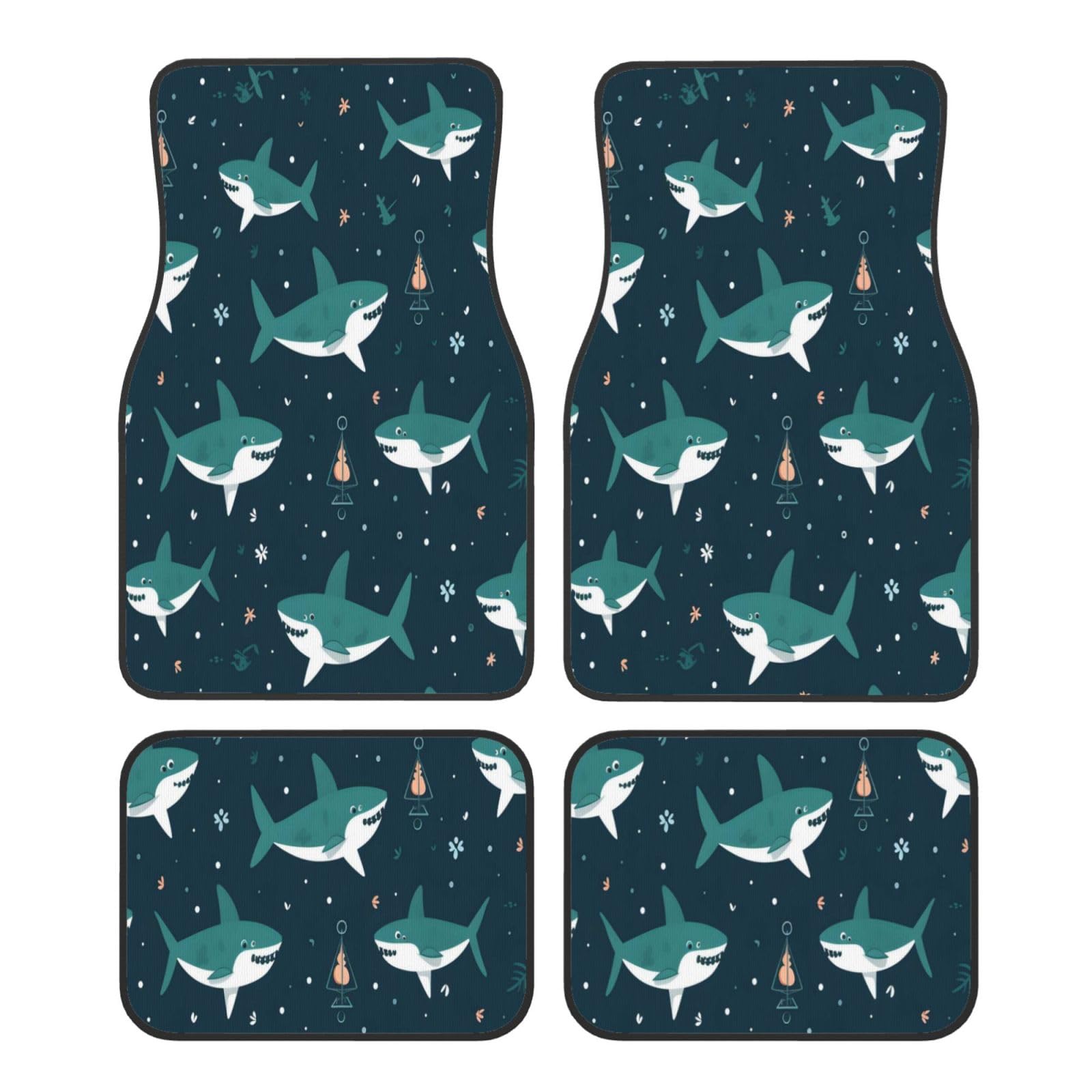 Mexpekil Cartoon Ocean Shark Animal Car Mats Set of 4 All Weather Universal Car Floor Mats Non Slip Waterproof Automotive Carpet Foot Mats for SUV Van Truck von Mexpekil