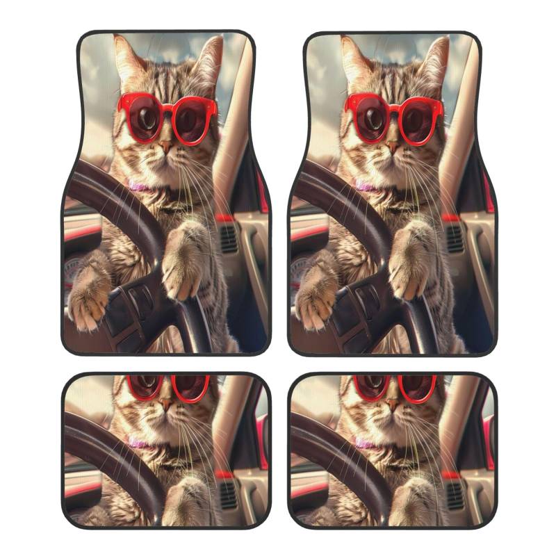 Mexpekil Funny Cat Animal Car Mats Set of 4 All Weather Universal Car Floor Mats Non Slip Waterproof Automotive Carpet Foot Mats for SUV Van Truck von Mexpekil