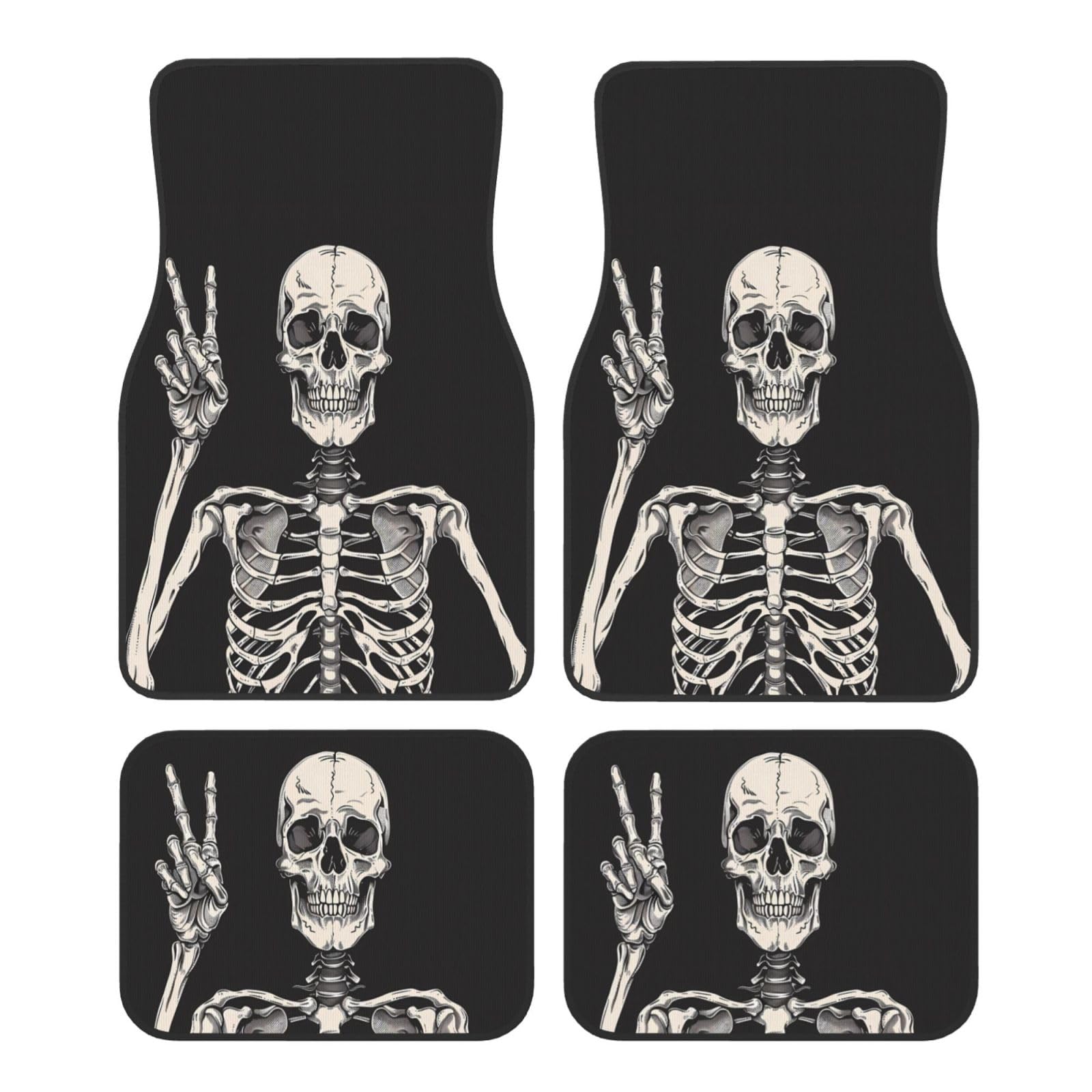 Mexpekil Funny Human Skeleton Skull Car Mats Set of 4 All Weather Universal Car Floor Mats Non Slip Waterproof Automotive Carpet Foot Mats for SUV Van Truck von Mexpekil