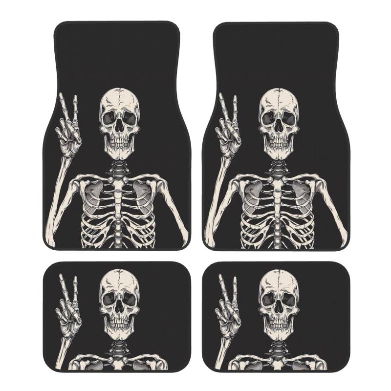 Mexpekil Funny Human Skeleton Skull Car Mats Set of 4 All Weather Universal Car Floor Mats Non Slip Waterproof Automotive Carpet Foot Mats for SUV Van Truck von Mexpekil