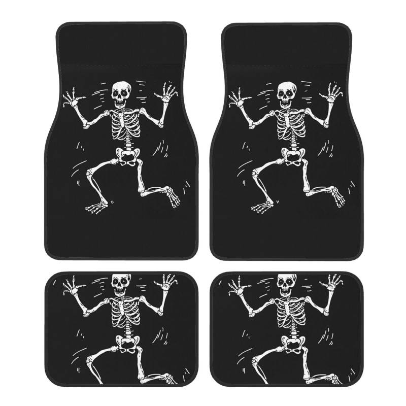 Mexpekil Funny Human Skeleton Skull Dancing Car Mats Set of 4 All Weather Universal Car Floor Mats Non Slip Waterproof Automotive Carpet Foot Mats for SUV Van Truck von Mexpekil