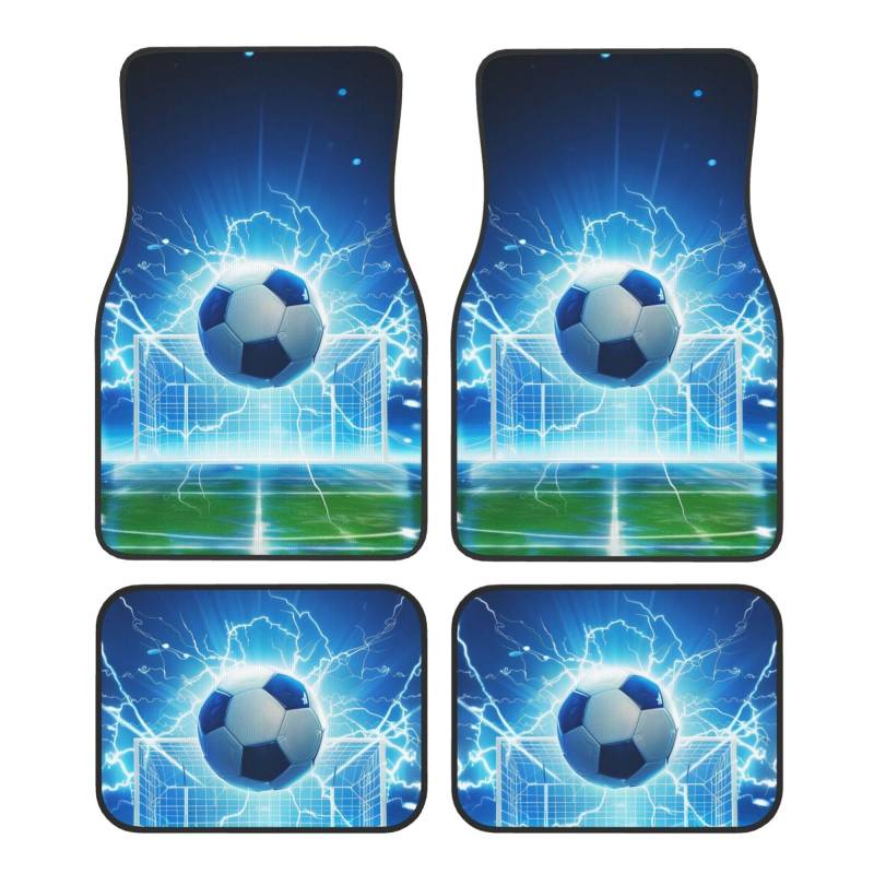 Mexpekil Fußball Lightning Auto Matten 4 Stück Universal Auto Fußmatten Anti Rutsch Auto Fußmatten Dekorative Auto Teppich Protektoren für SUV Van Truck von Mexpekil