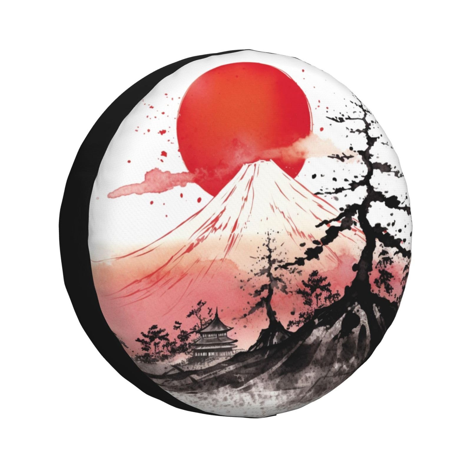 Mexpekil Japanische Traditionelle Ersatzreifenabdeckung Sun Fuji Mountain Art Painting Car Ersatzradabdeckung 16 Zoll wasserdichte Radabdeckung für RV Jeep SUV Wohnmobil Protektoren von Mexpekil