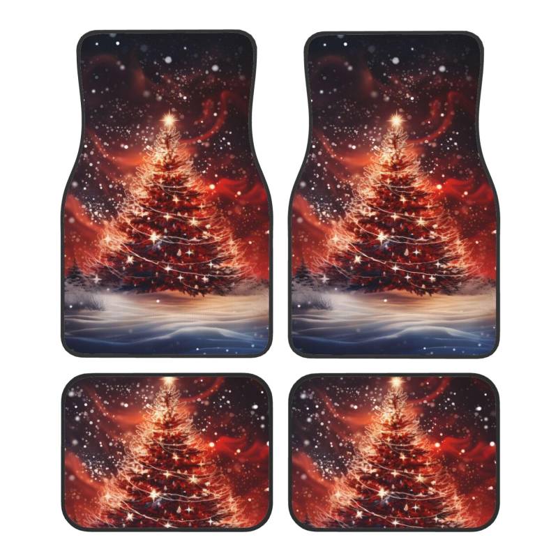 Mexpekil Magic Red Xmas Tree Auto Matten 4er Set Universal Auto Fußmatten Anti-Rutsch Auto Fußmatten Dekorative Auto Teppich Protektoren für SUV Van Truck von Mexpekil