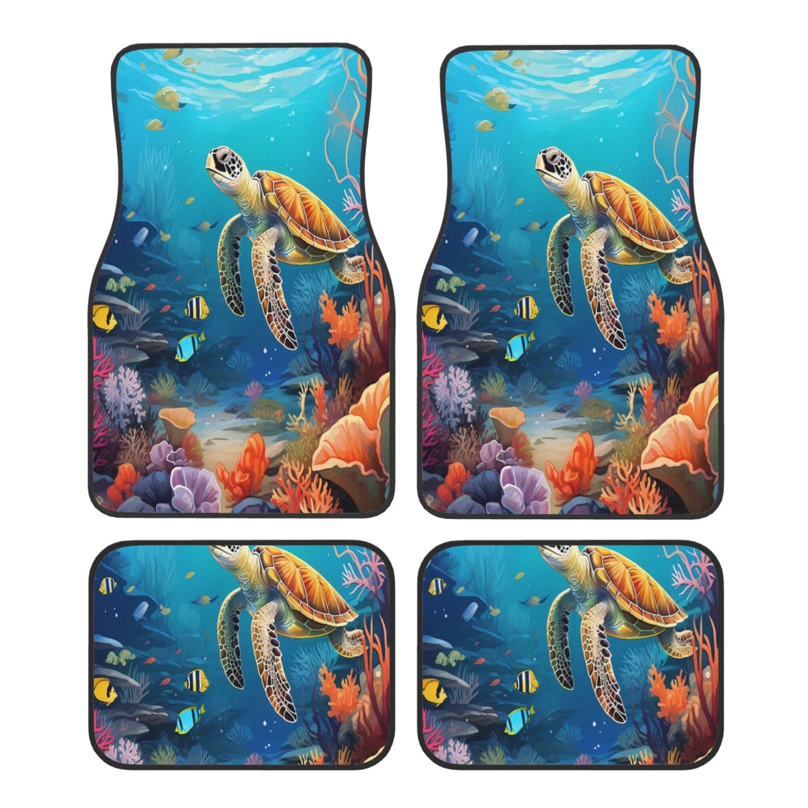 Mexpekil Ocean Animal Turtle Fish Car Mats Set of 4 All Weather Universal Car Floor Mats Non Slip Waterproof Automotive Carpet Foot Mats for SUV Van Truck von Mexpekil