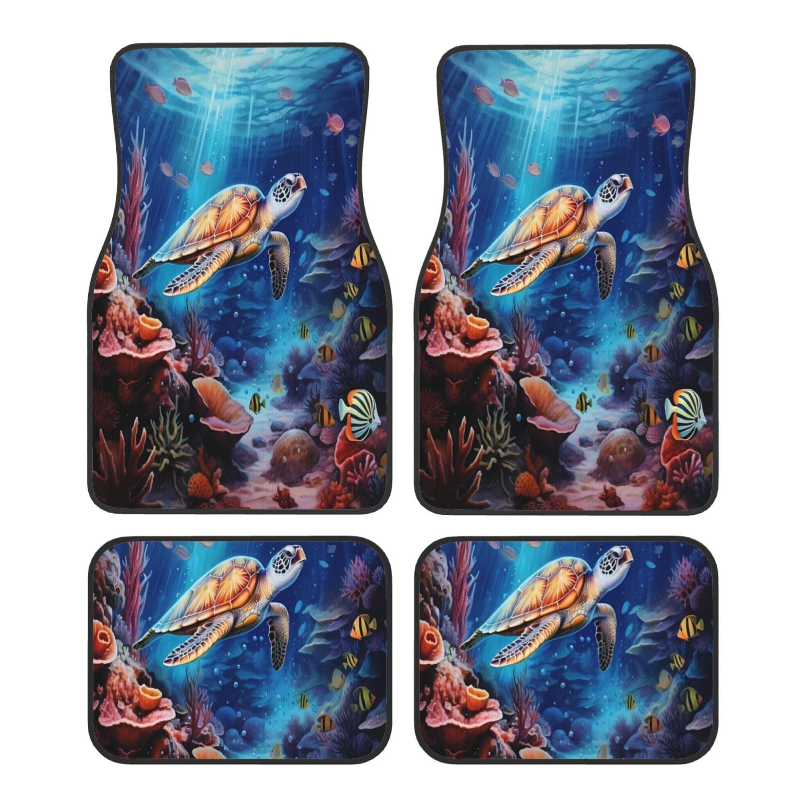 Mexpekil Ocean Turtle Tropical Fish Car Mats Set of 4 All Weather Universal Car Floor Mats Non Slip Waterproof Automotive Carpet Foot Mats for SUV Van Truck von Mexpekil