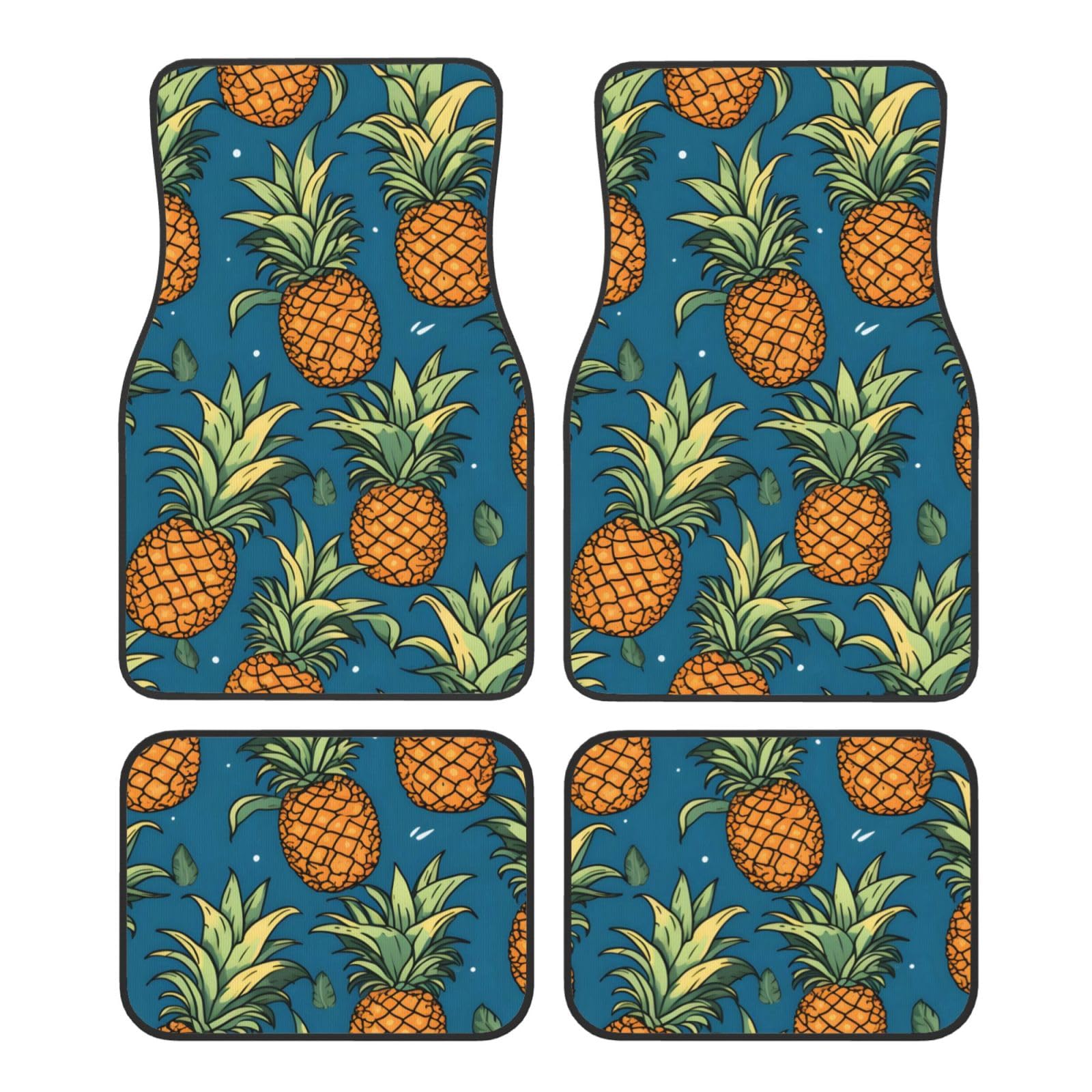 Mexpekil Pineapple Vintage Auto Matten 4er Set Universal Auto Fußmatten Anti-Rutsch Auto Fußmatten Dekorative Auto Teppich Protektoren für SUV Van Truck von Mexpekil