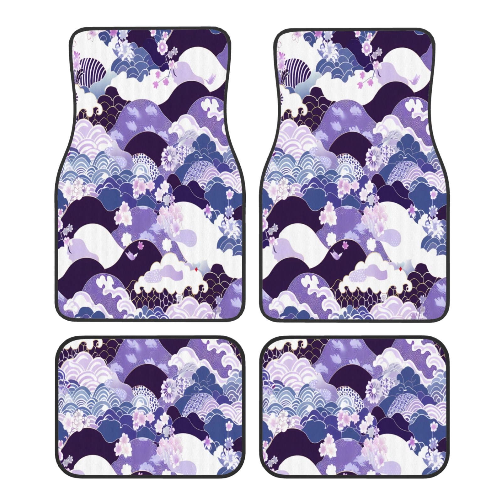 Mexpekil Purple Japanese Ocean Cherry Blossom Car Mats Set of 4 All Weather Universal Car Floor Mats Non Slip Waterproof Automotive Carpet Foot Mats for SUV Van Truck von Mexpekil