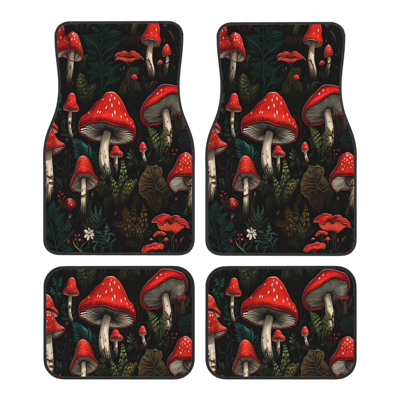 Mexpekil Red Plants Mushroom Car Mats Set of 4 All Weather Universal Car Floor Mats Non Slip Waterproof Automotive Carpet Foot Mats for SUV Van Truck von Mexpekil