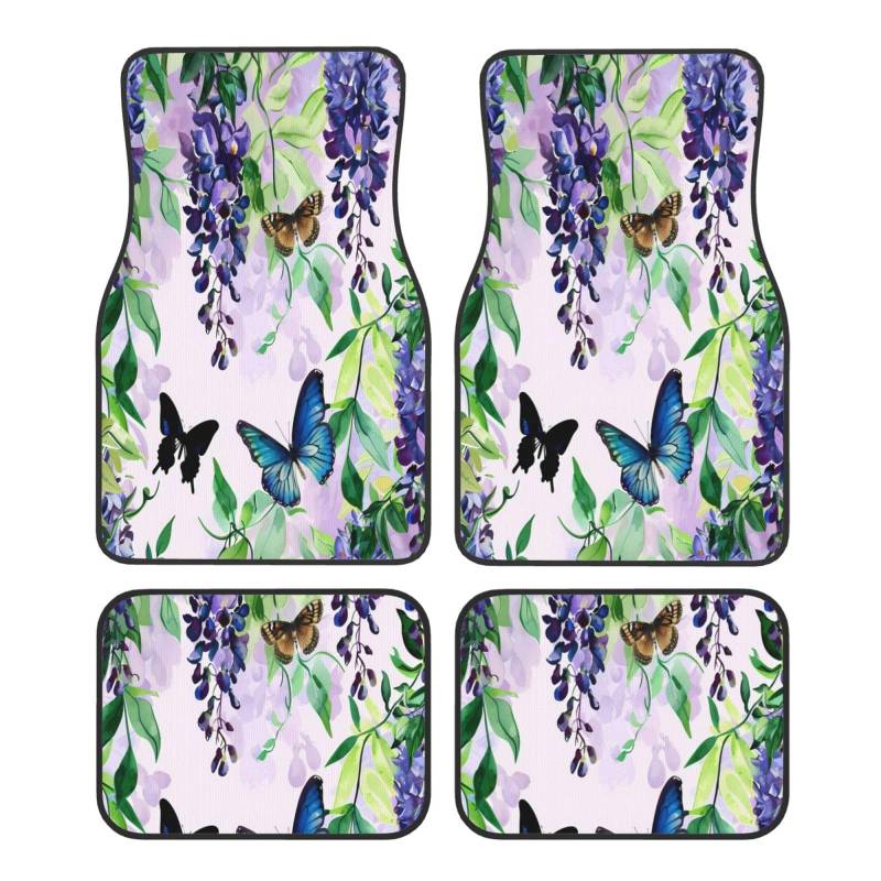 Mexpekil Spring Butterfly Purple Wisteria Car Mats Set of 4 All Weather Universal Car Floor Mats Non Slip Waterproof Automotive Carpet Foot Mats for SUV Van Truck von Mexpekil