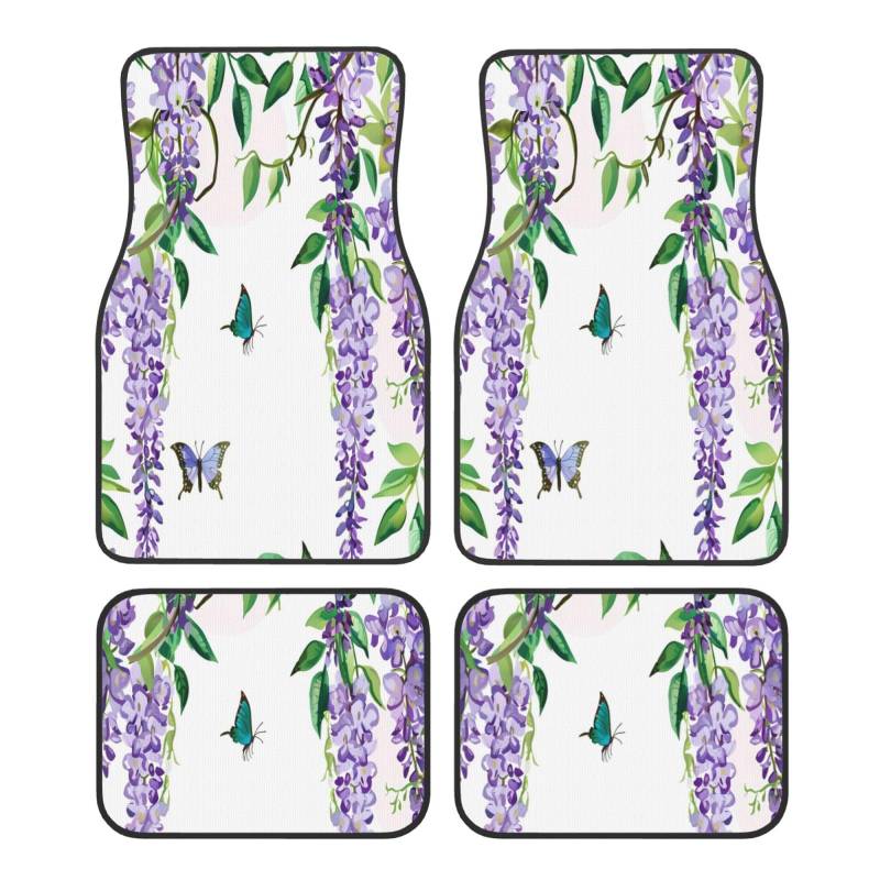 Mexpekil Spring Purple Wisteria Butterfly Car Mats Set of 4 All Weather Universal Car Floor Mats Non Slip Waterproof Automotive Carpet Foot Mats for SUV Van Truck von Mexpekil