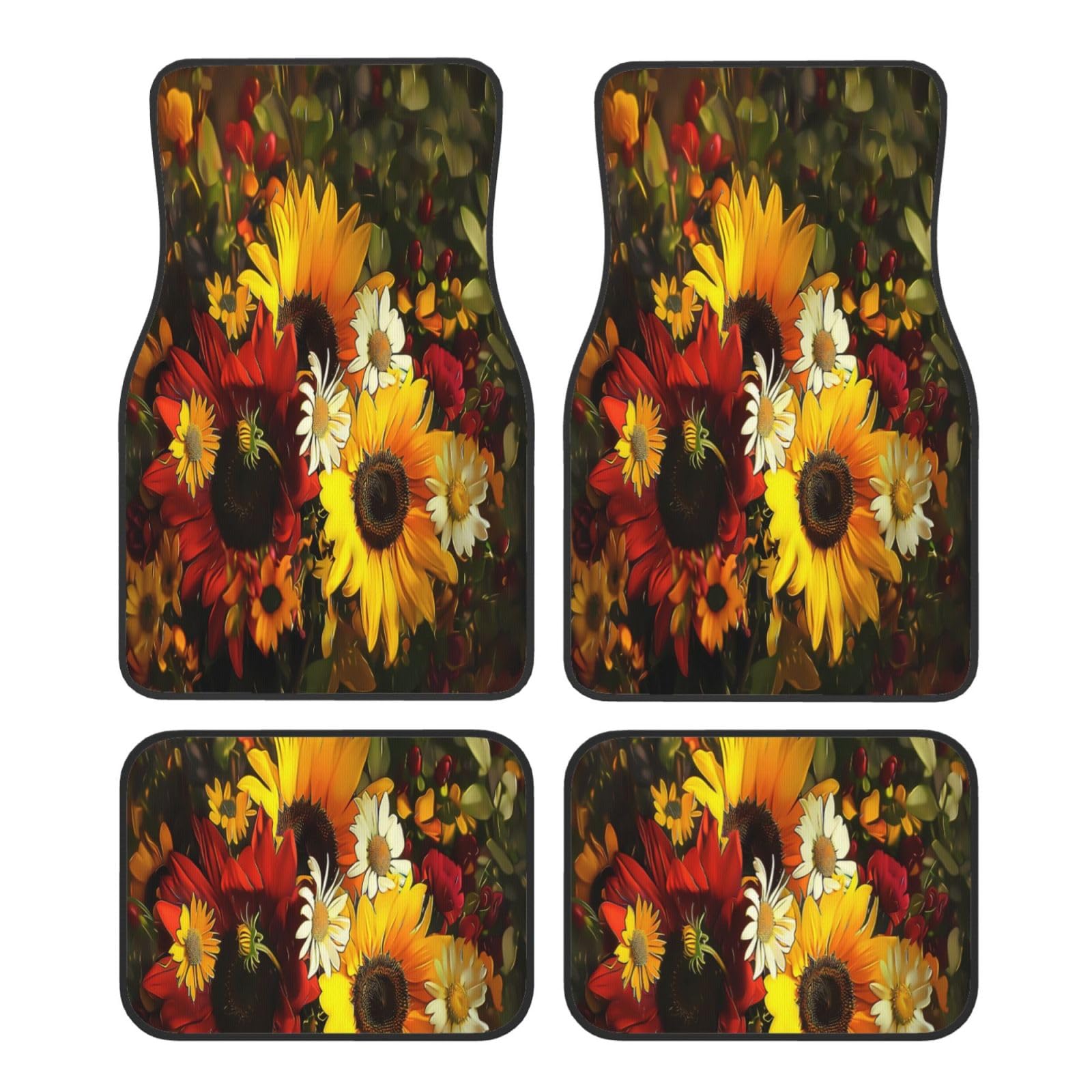 Mexpekil Vintage Sunflower Daisy Floral Car Mats Set of 4 All Weather Universal Car Floor Mats Non Slip Waterproof Automotive Carpet Foot Mats for SUV Van Truck von Mexpekil