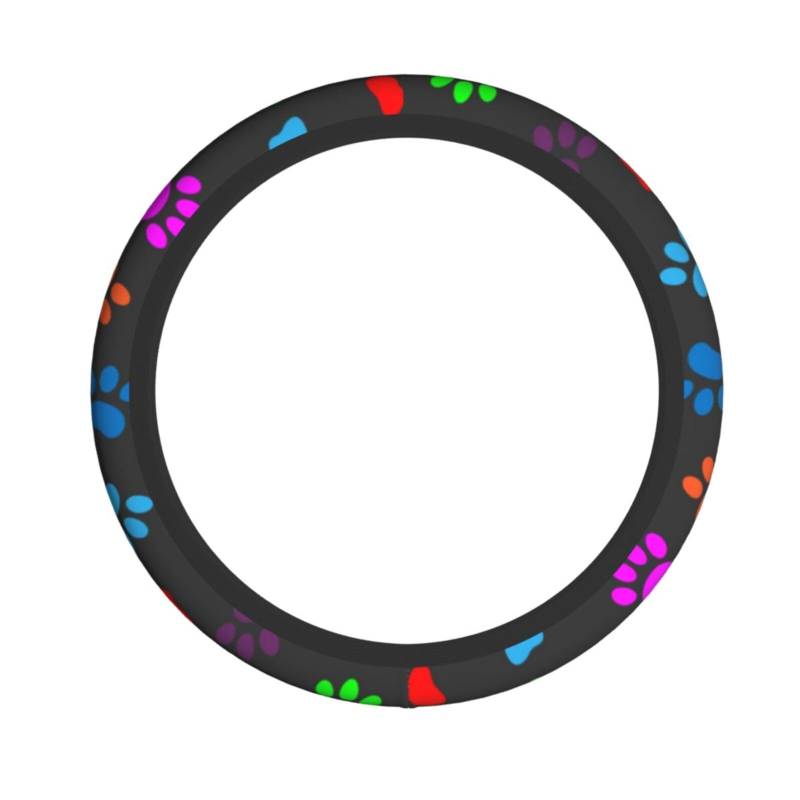 Universal-Lenkradbezug, 38,1 cm, bunt, Hundepfote, Auto-Radabdeckung, Zubehör für Männer und Frauen, passend für die meisten Autos von Mexpekil