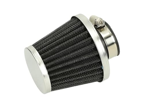 Mezoly Luftfilter Ø28-30mm – Universelles Powerfilter mit Rostschutz, Gerade | Schwarz/Chrom | 7,5x8,5 cm von Mezoly